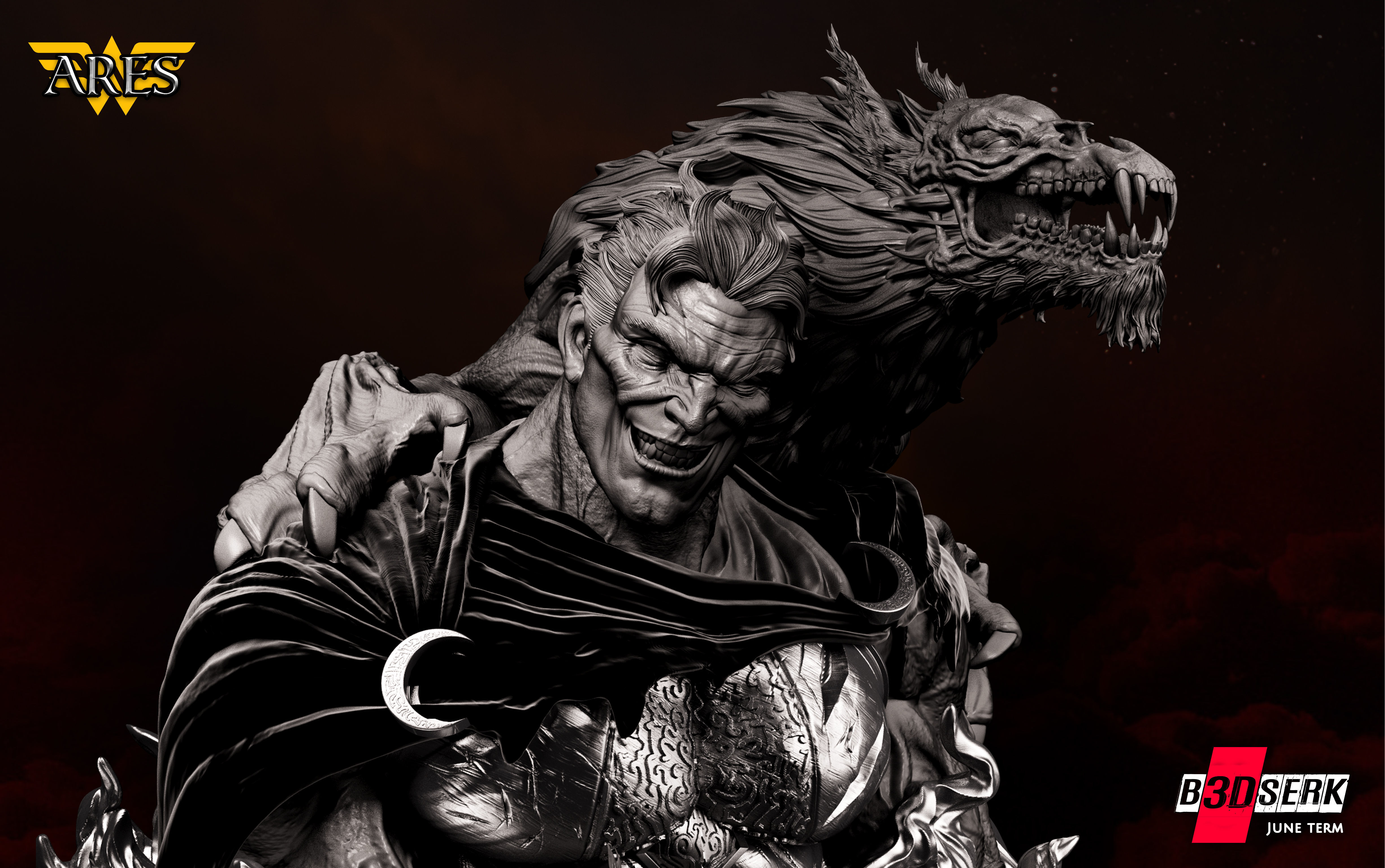 B3DSERK June term 2022 Ares Bust ready for printing 3D 3D print model_4