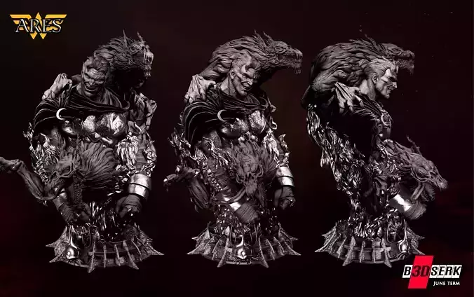 B3DSERK June term 2022 Ares Bust ready for printing 3D 3D print model
