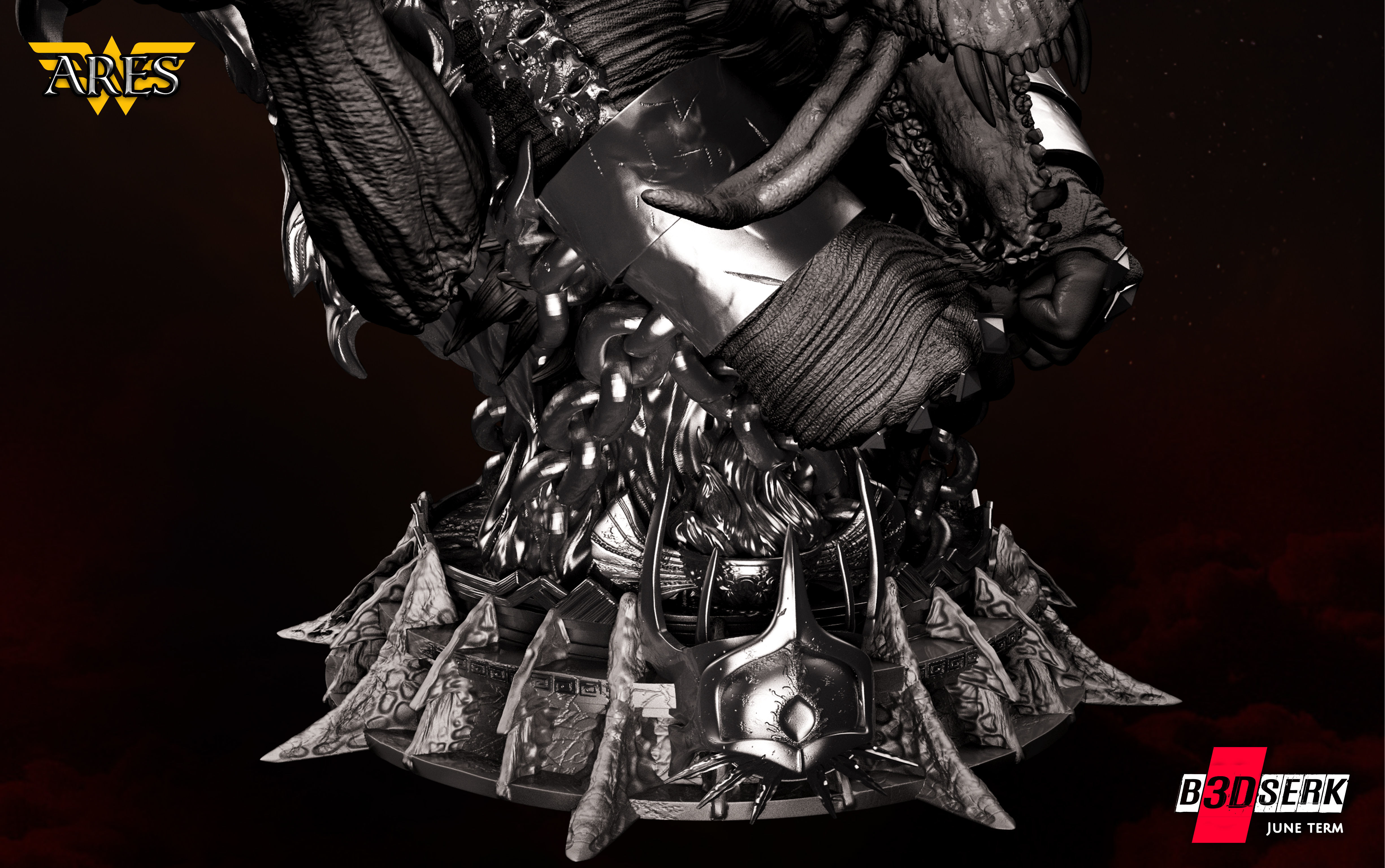 B3DSERK June term 2022 Ares Bust ready for printing 3D 3D print model_8