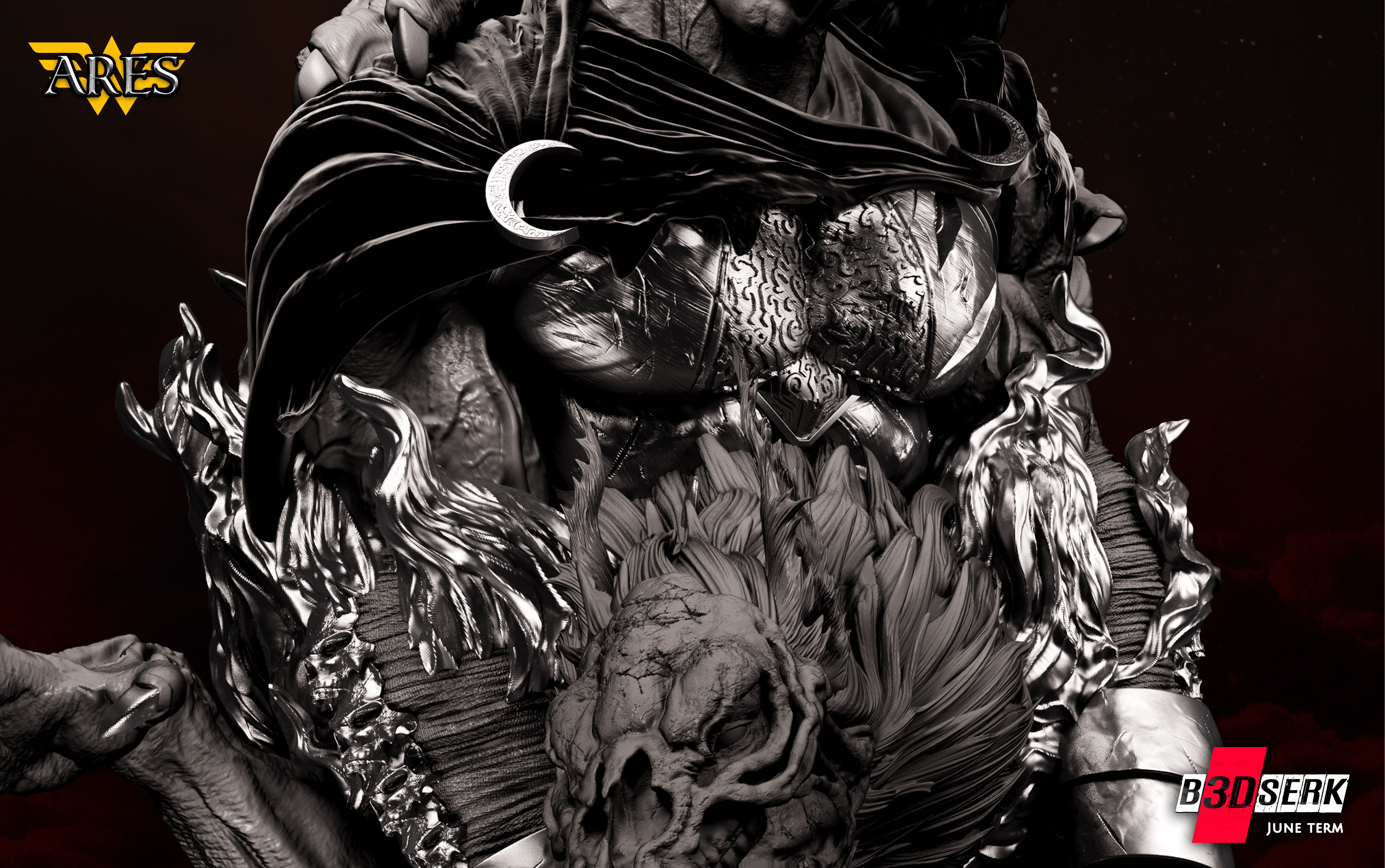 B3DSERK June term 2022 Ares Bust ready for printing 3D 3D print model_6