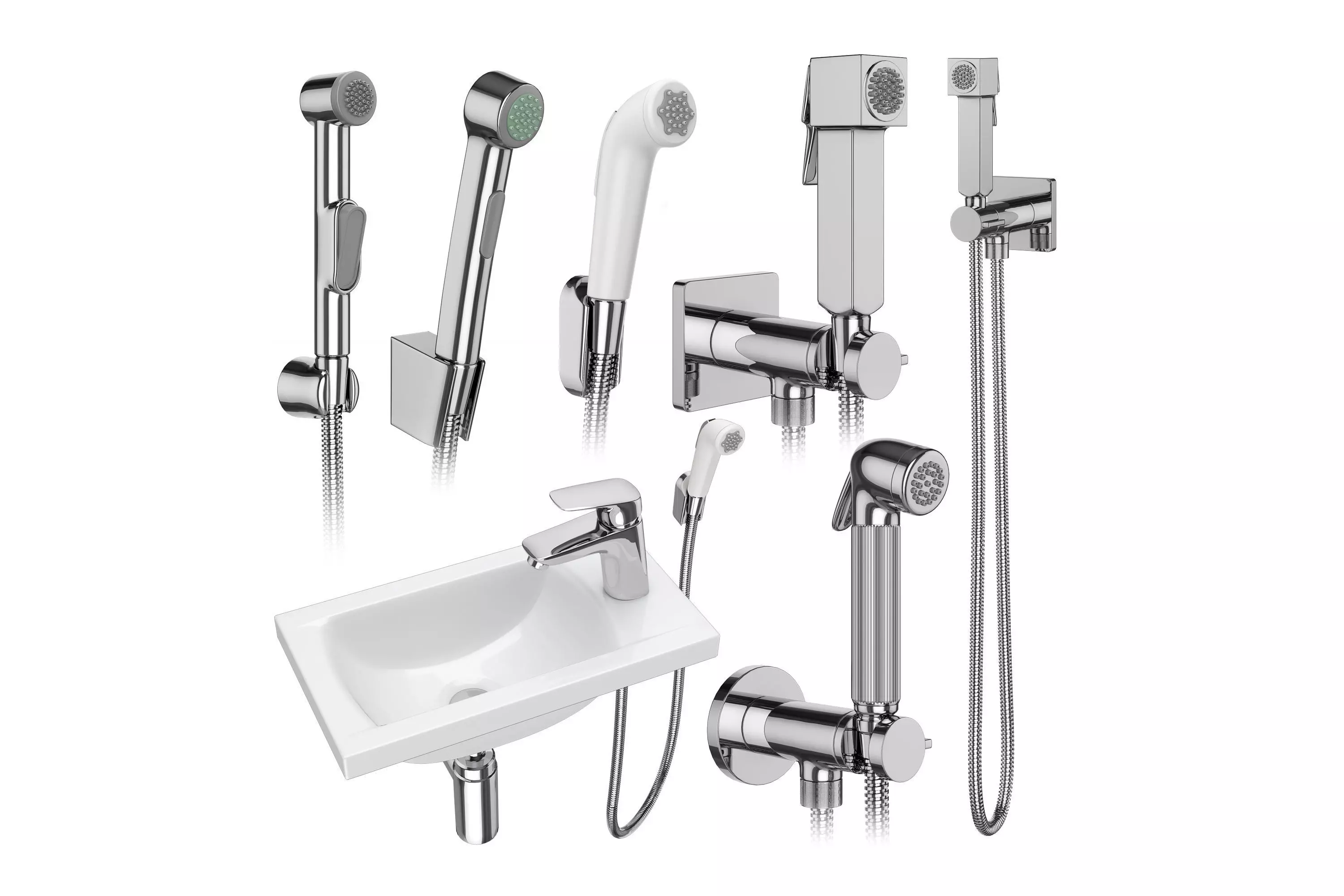 Hygienic shower Hansgrohe and Bossini set 158 3D model