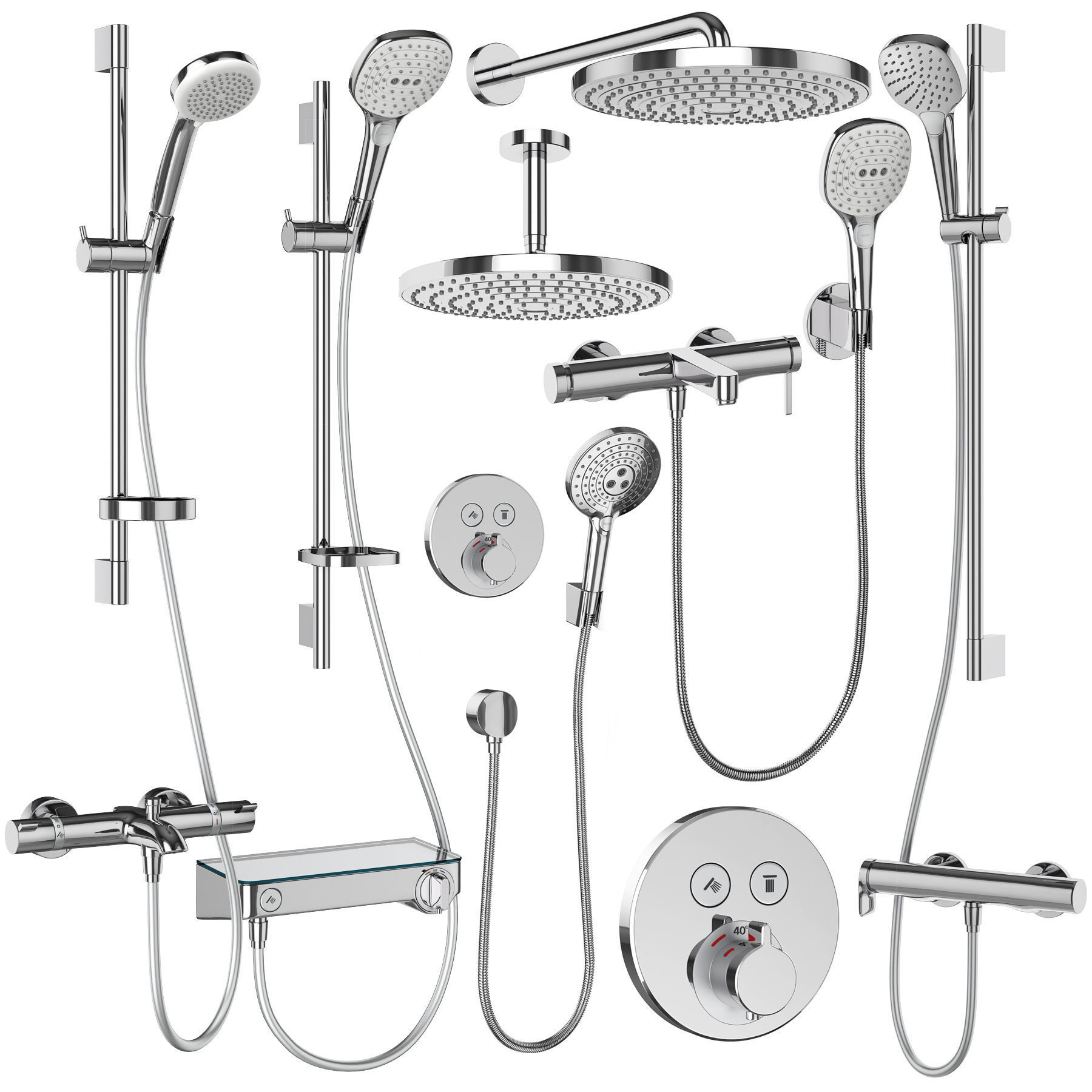 Faucets and shower systems Hansgrohe set 159 3D model_1