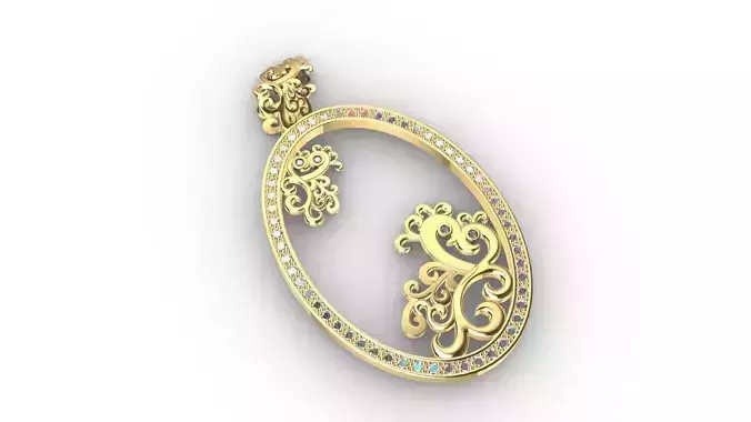 PEACOCK OVAL PENDANT STL VERIFIED 3D print model