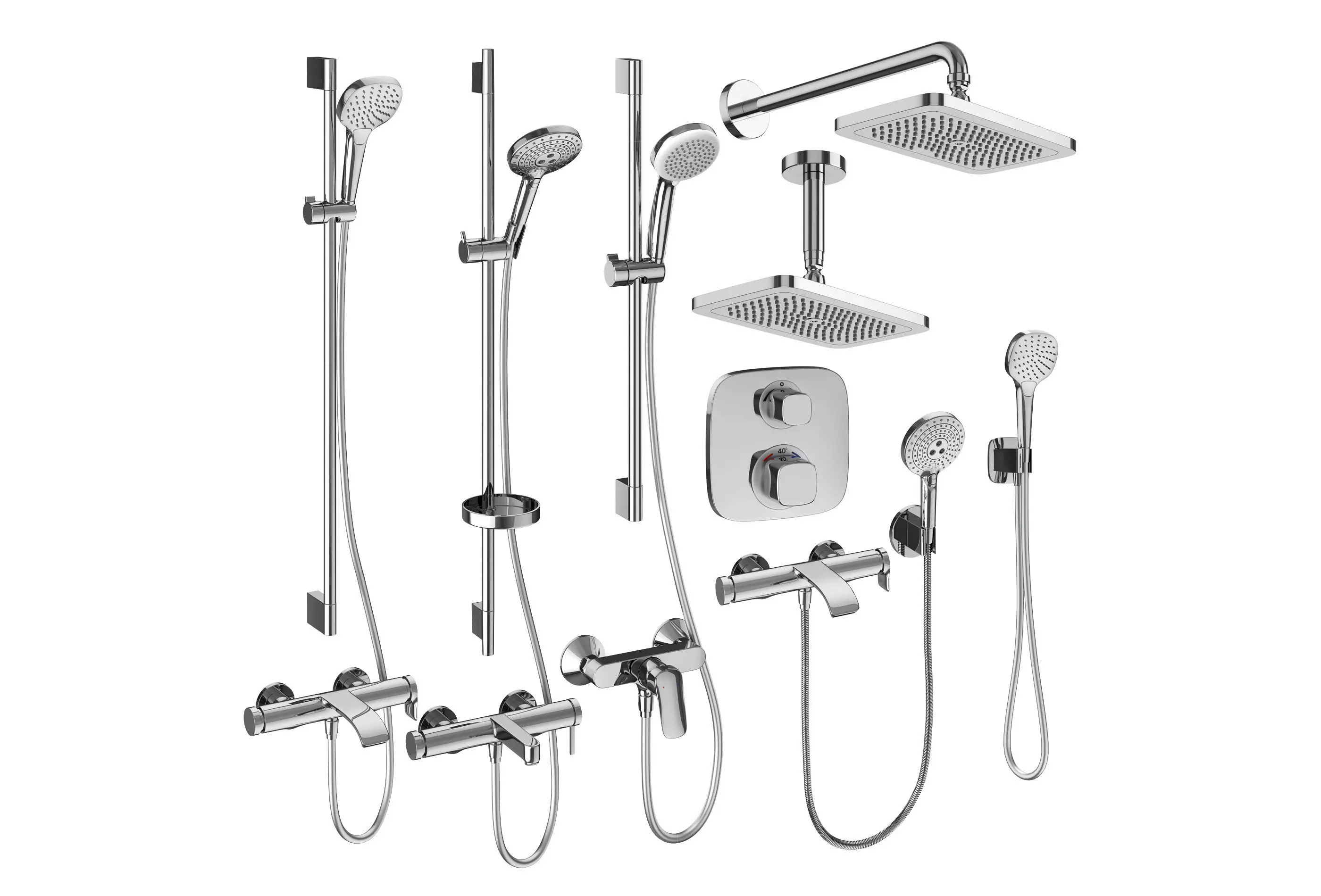 Faucets and shower systems Hansgrohe set 161 3D model_0