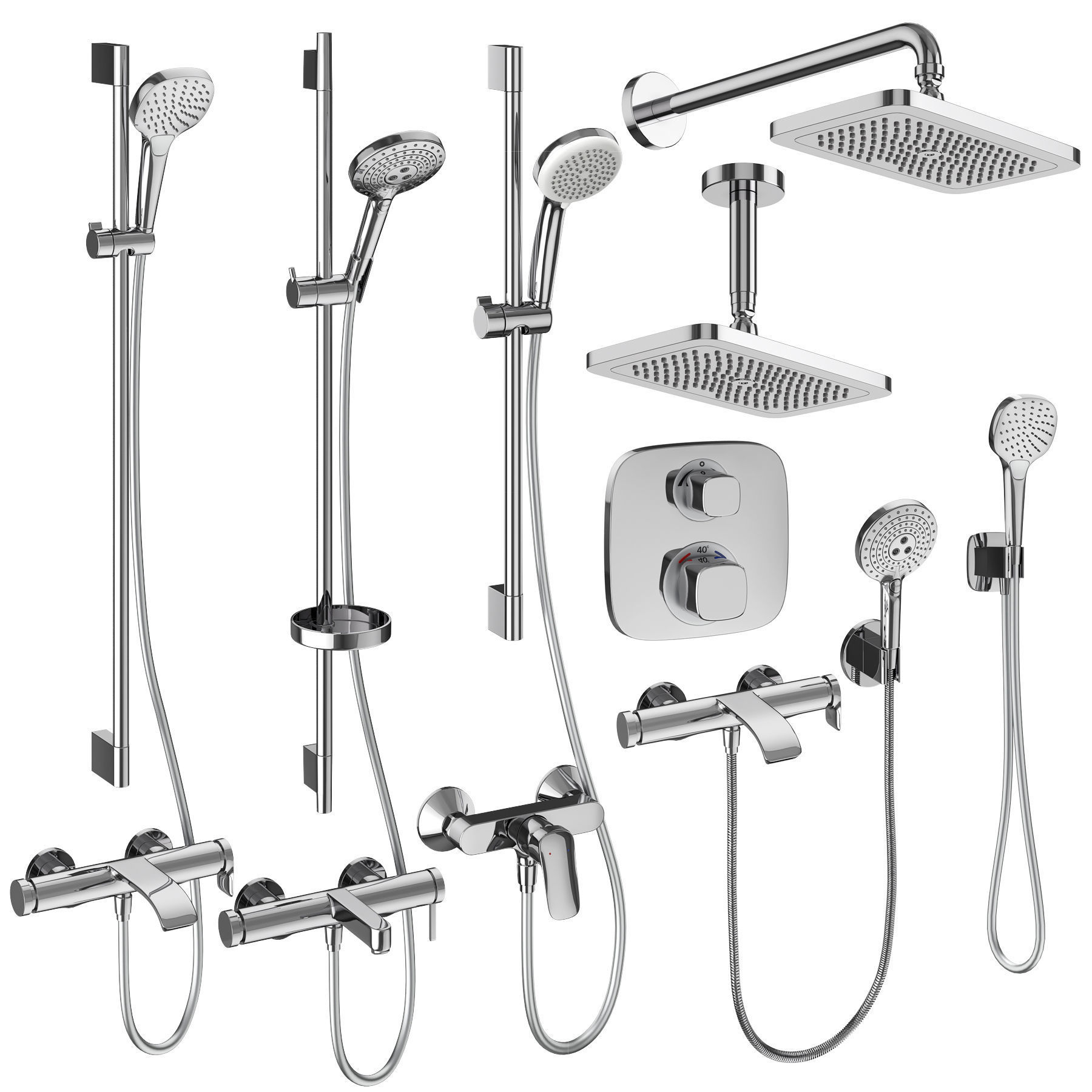 Faucets and shower systems Hansgrohe set 161 3D model_1