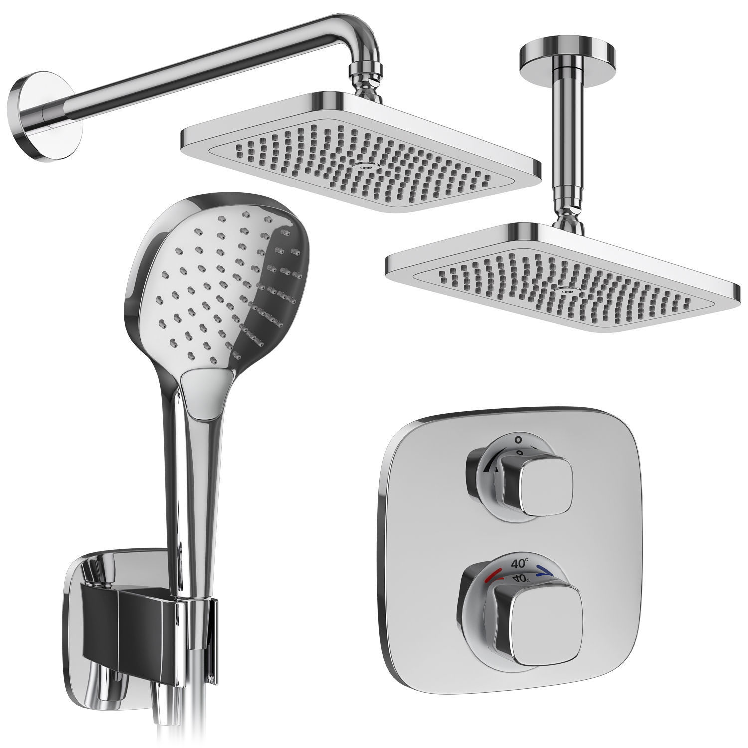 Faucets and shower systems Hansgrohe set 161 3D model_2