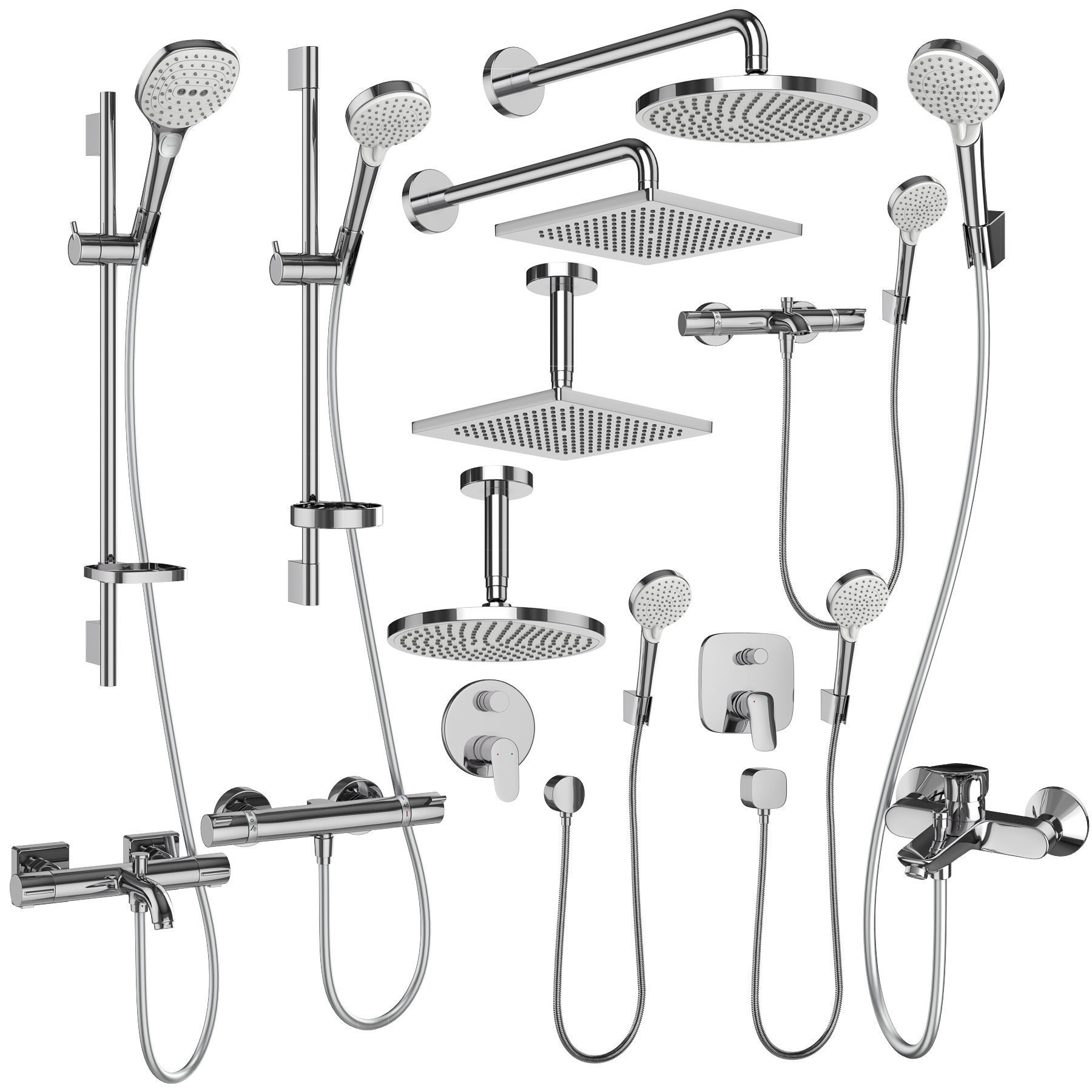 Faucets and shower systems Hansgrohe set 162 3D model_1
