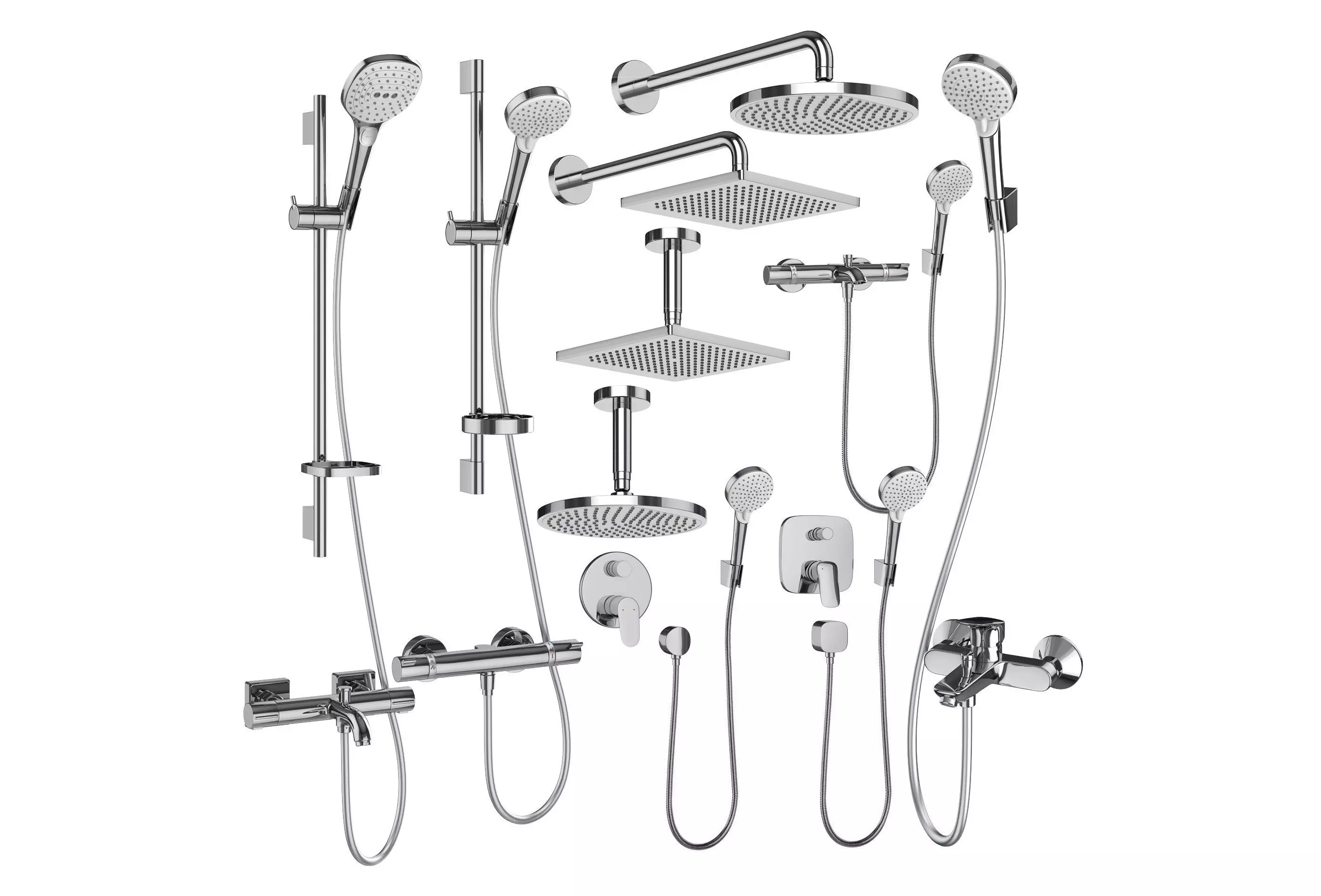 Faucets and shower systems Hansgrohe set 162 3D model_0