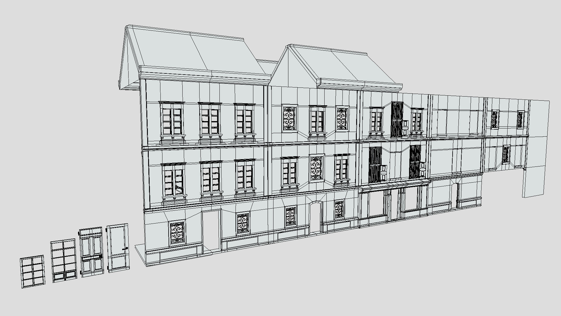 Modular Georgian Walls - Houses Low-poly 3D model_2