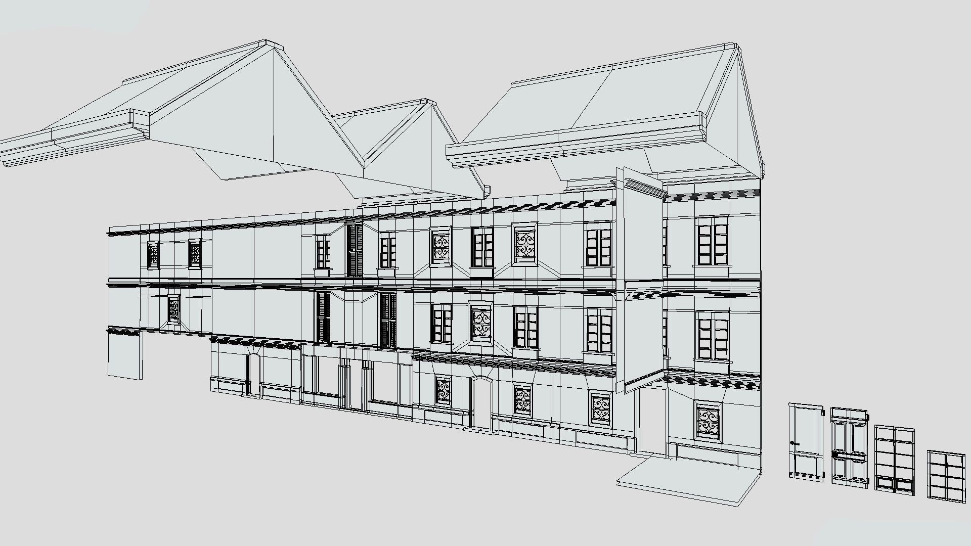 Modular Georgian Walls - Houses Low-poly 3D model_4