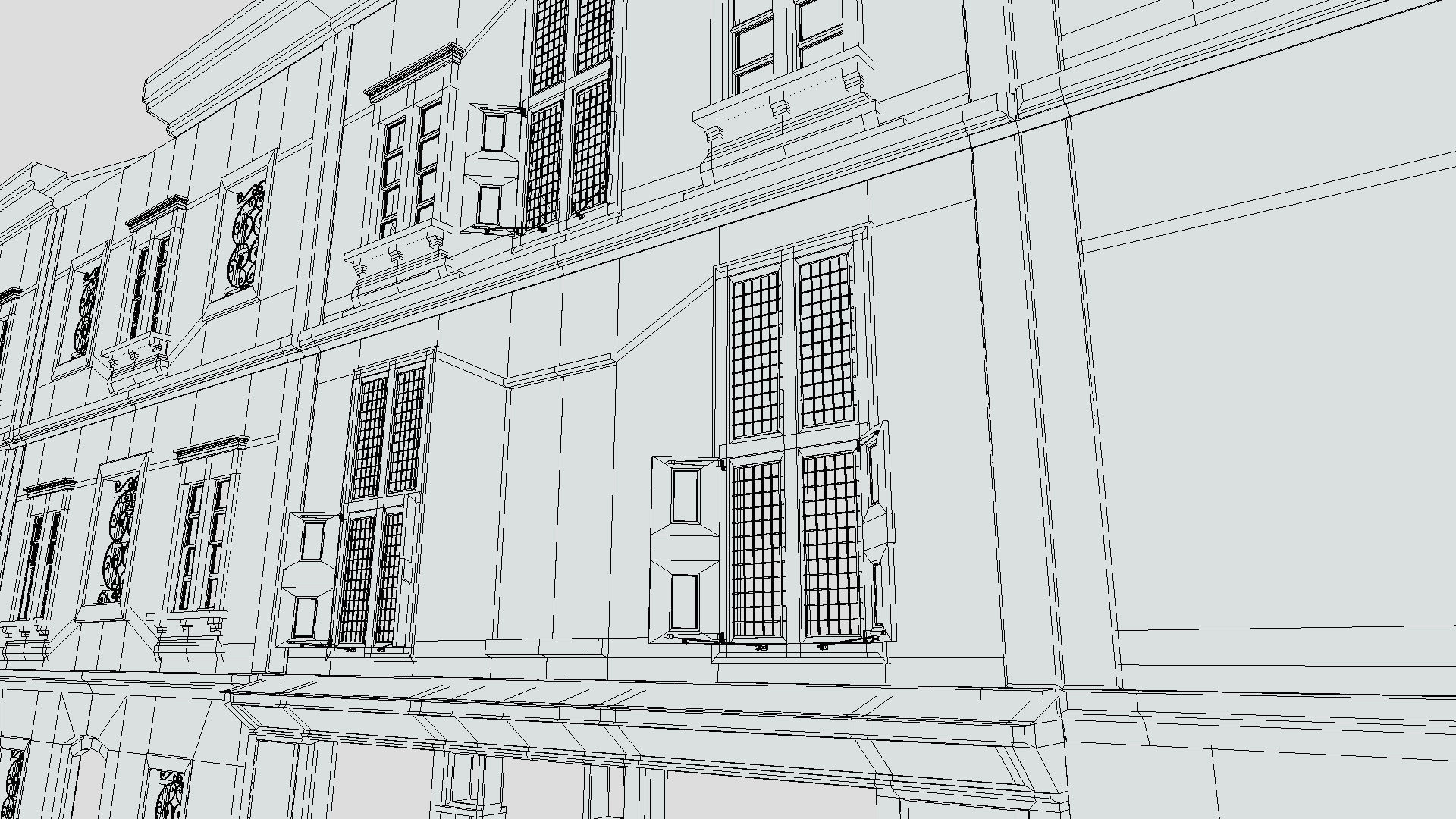 Modular Georgian Walls - Houses Low-poly 3D model_3