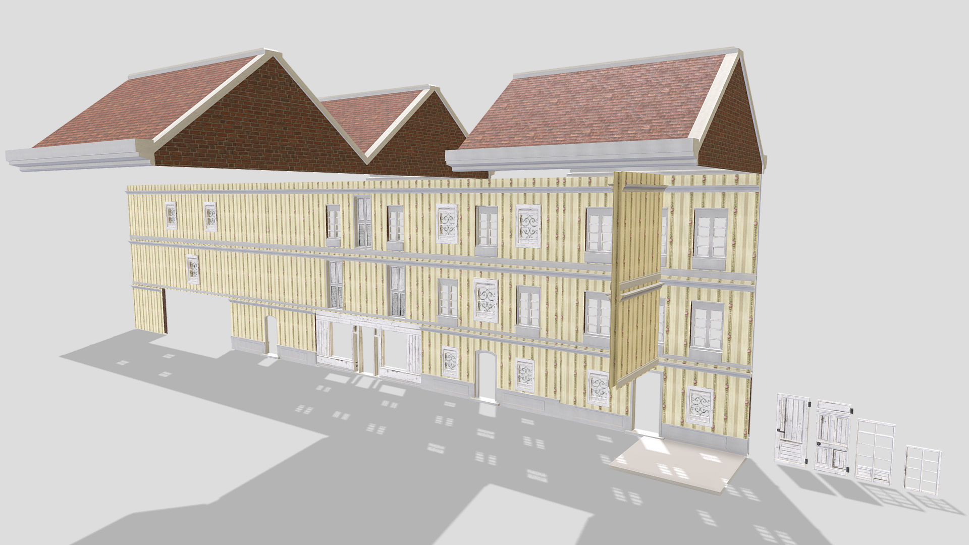 Modular Georgian Walls - Houses Low-poly 3D model_1