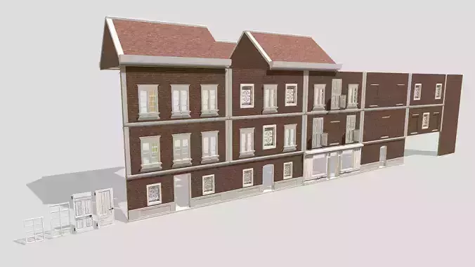 Modular Georgian Walls - Houses Low-poly 3D model