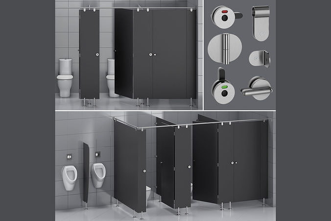 Sanitary partitions for public toilets FunderMax 1 3D model