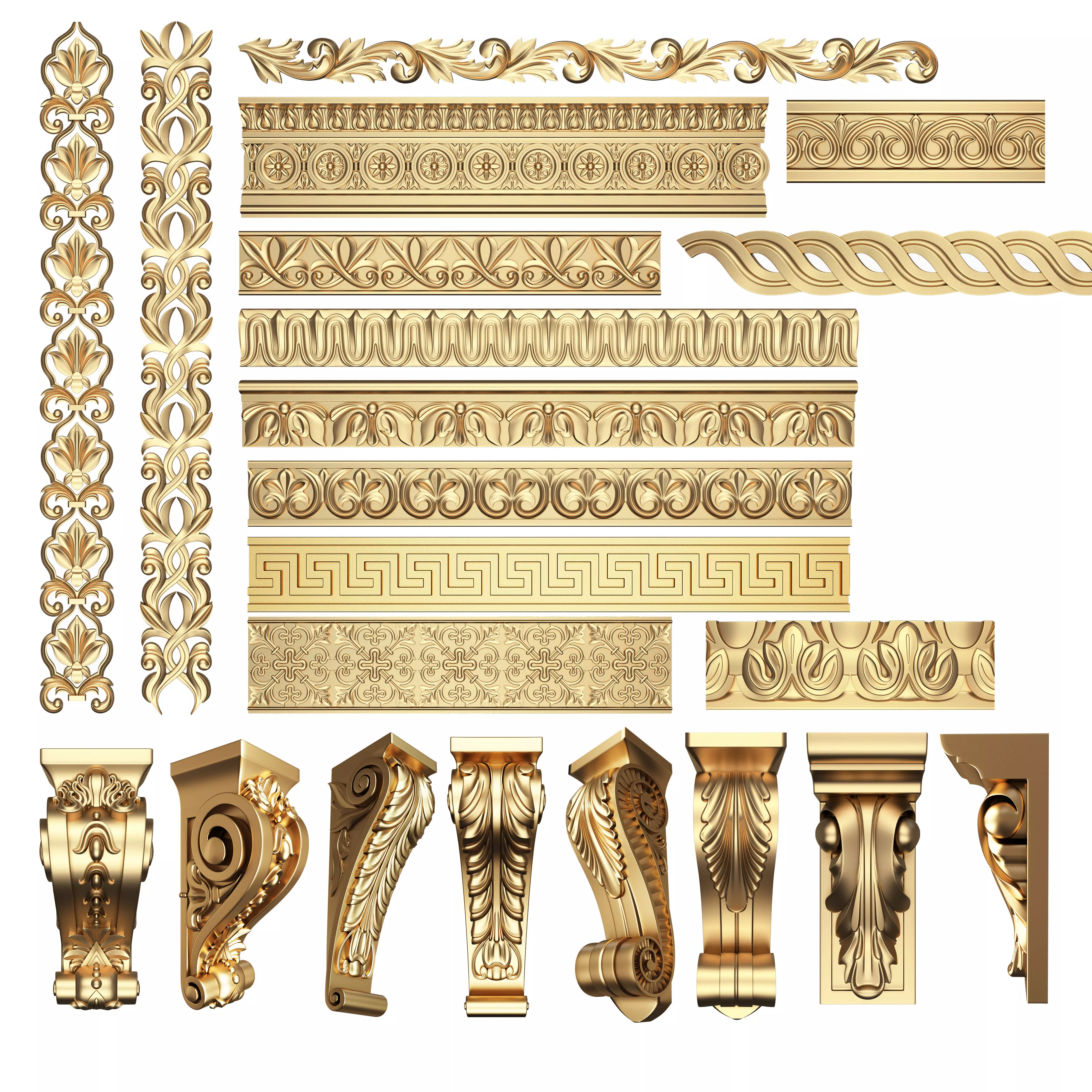 Collection of 33 Classic Carvings 03 Low-poly 3D model_0