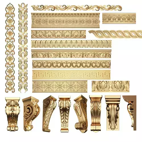 Collection of 33 Classic Carvings 03 Low-poly 3D model
