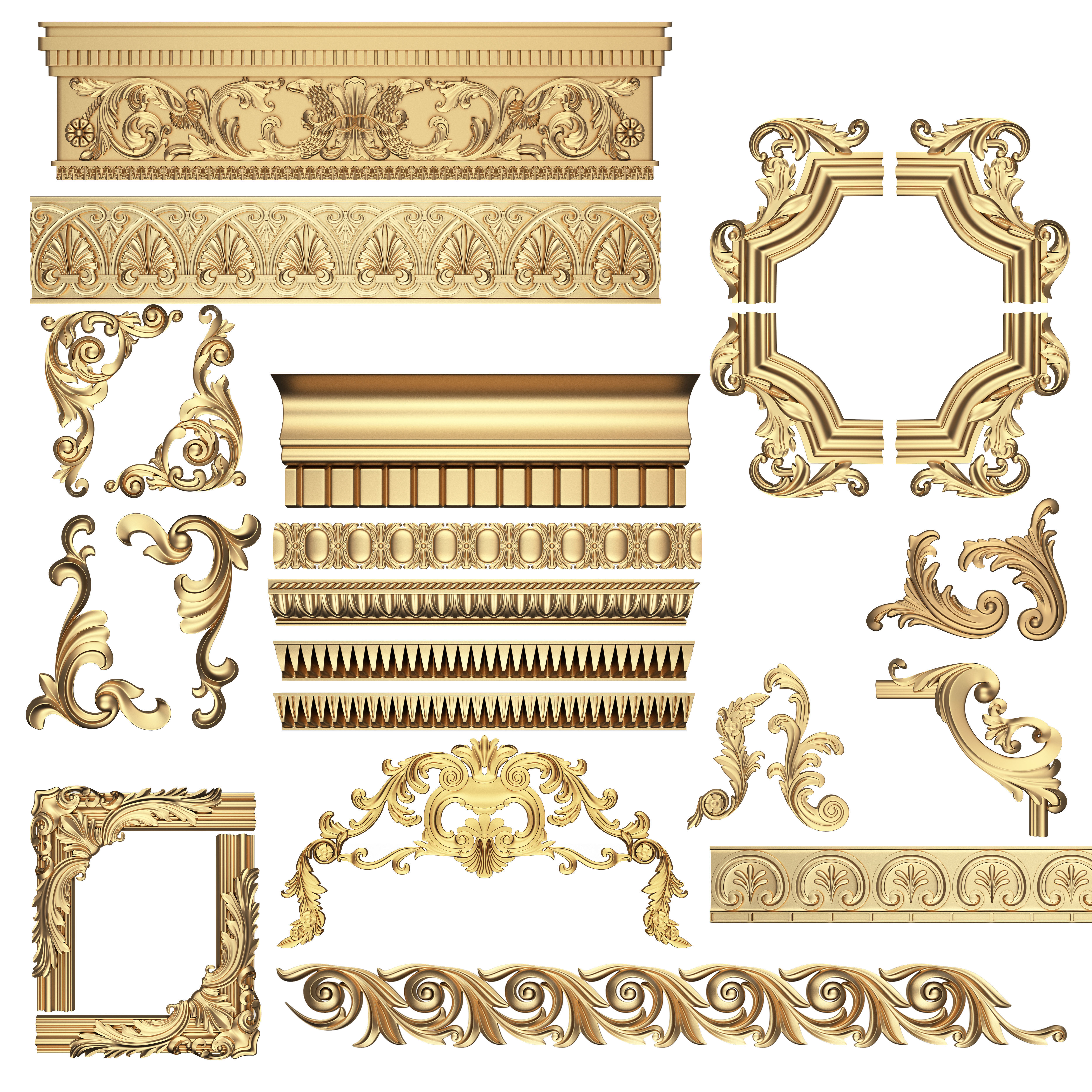 Collection of 33 Classic Carvings 03 Low-poly 3D model_1
