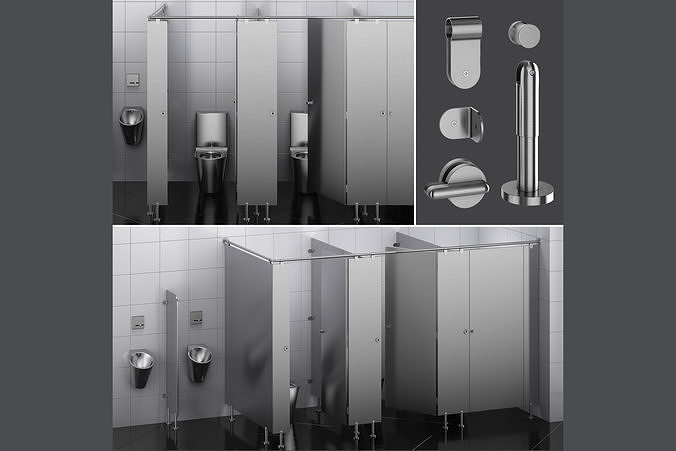 Sanitary partitions for public toilets FunderMax 2 3D model