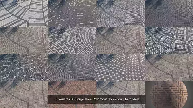65 Variants 8K Large Area Pavement Collection Texture