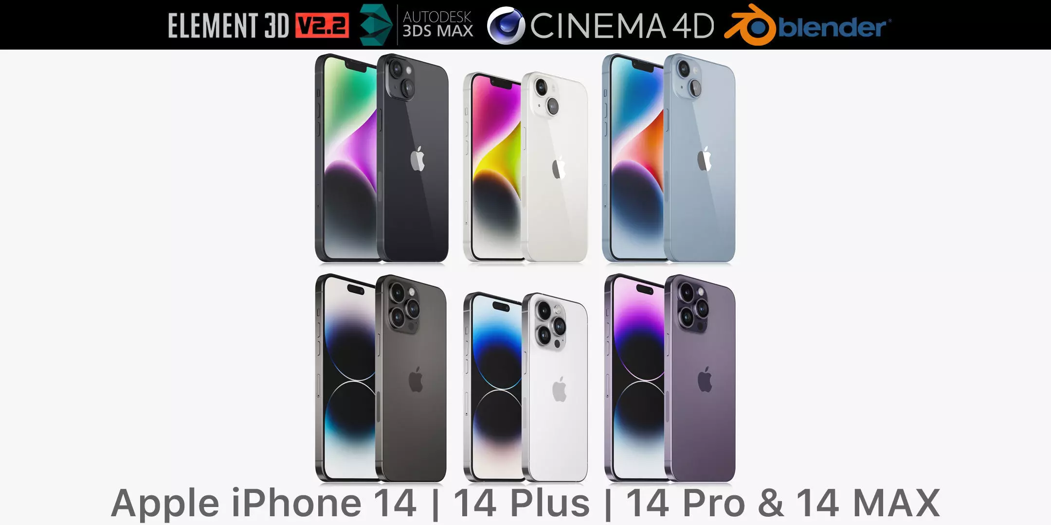 Apple iPhone 14 and 14 Plus and 14 Pro and 14 Pro MAX 3D model