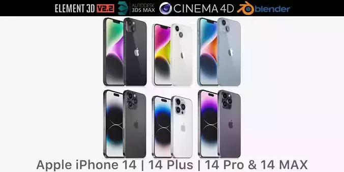 Apple iPhone 14 and 14 Plus and 14 Pro and 14 Pro MAX  3D model