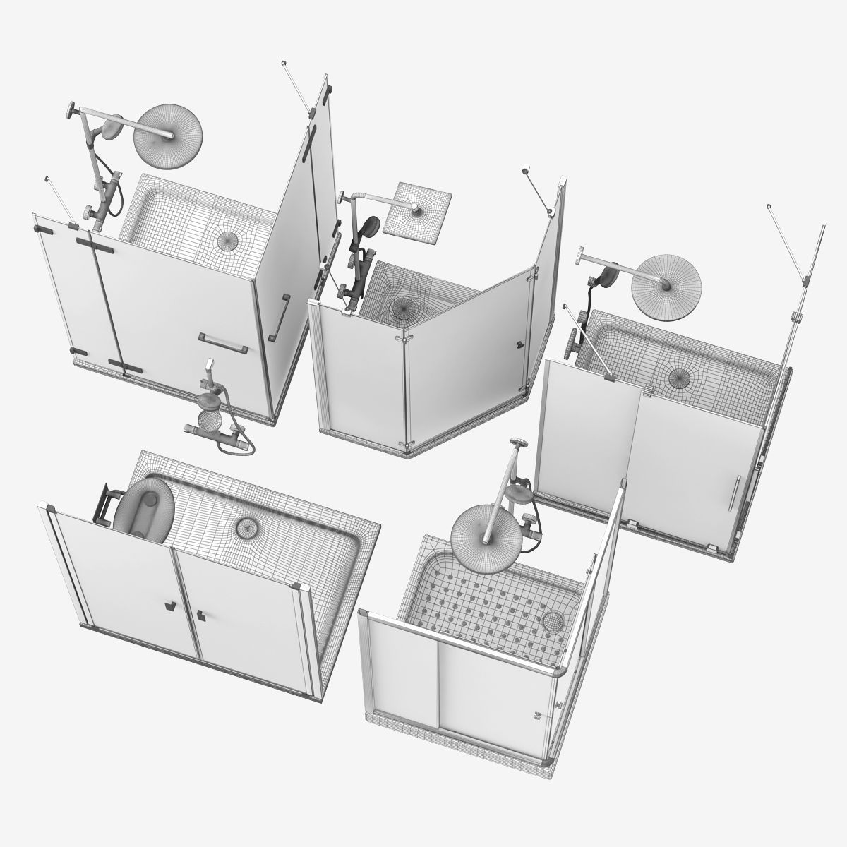 Cabin showers Radaway set 163 3D model_18
