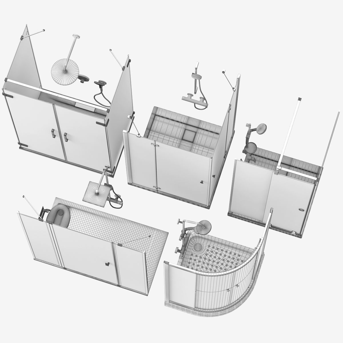 Cabin showers Radaway set 164 3D model_18