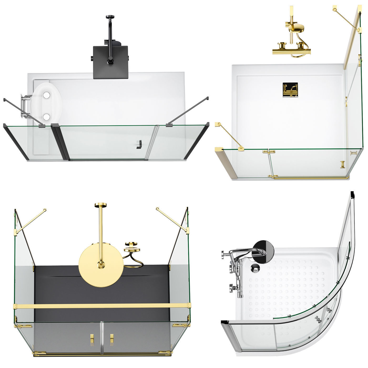 Cabin showers Radaway set 164 3D model_5