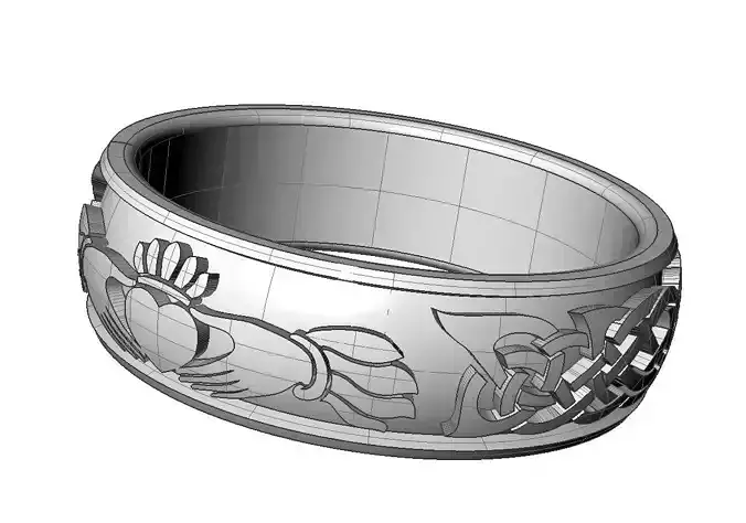 Claddagh ring with braided celtic style ornament 3D print model