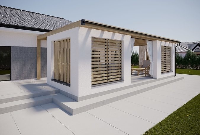  Wooden Alcove in Garden House 3D model