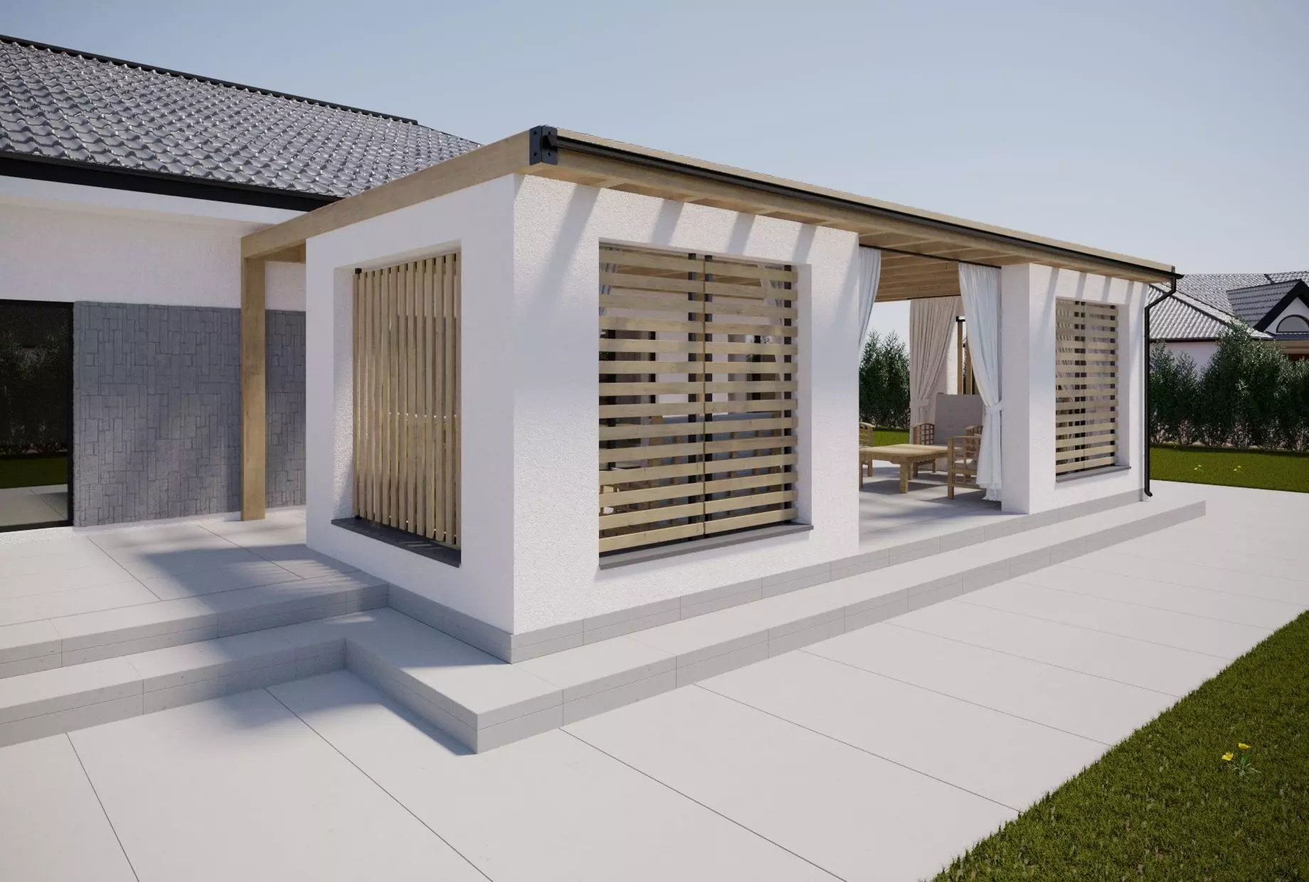 Wooden Alcove in Garden House 3D model