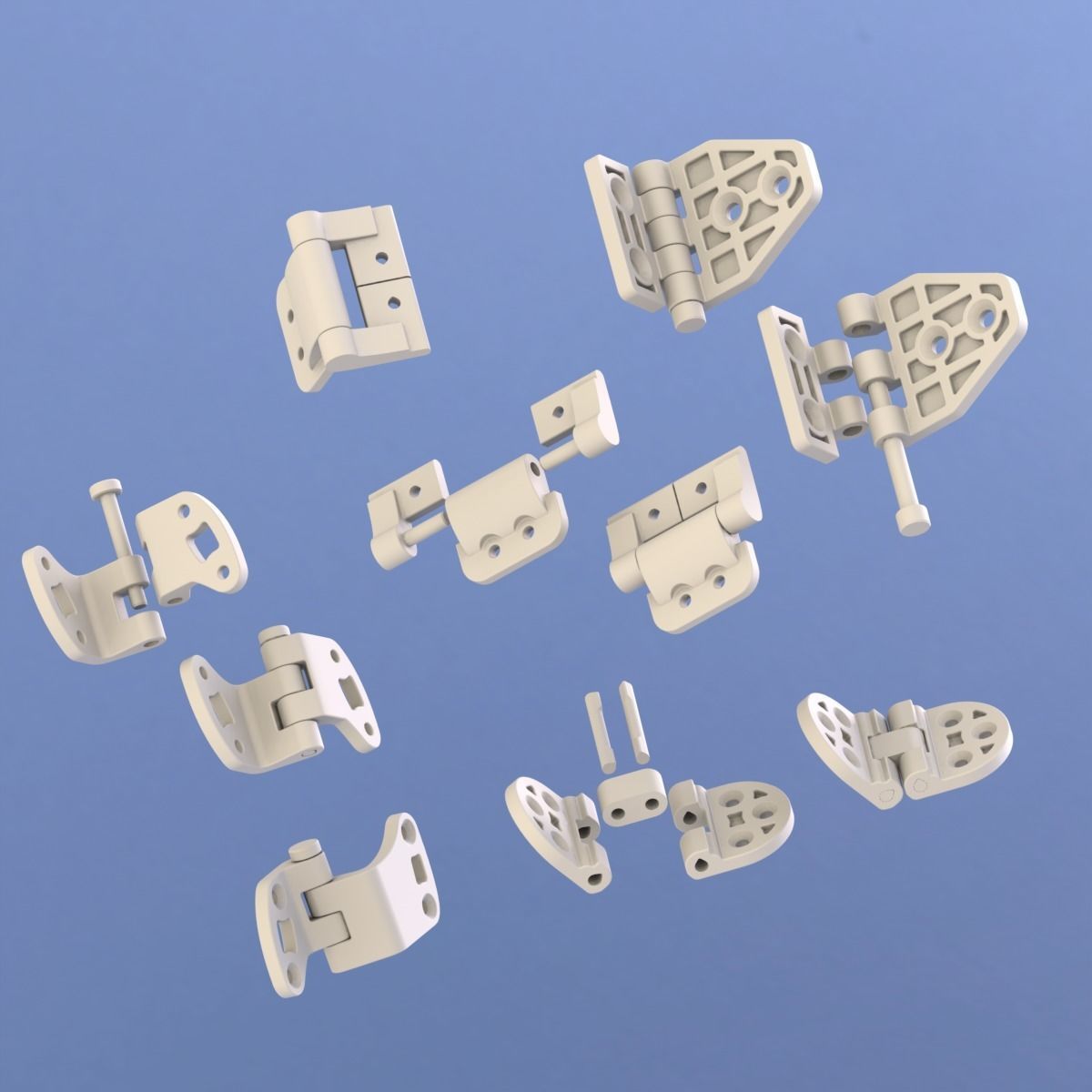 Hinges set of door 3D print model_1