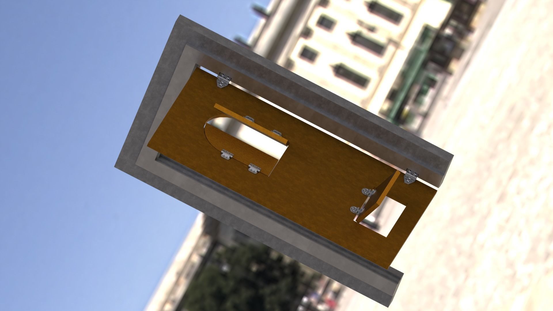 Hinges set of door 3D print model_4