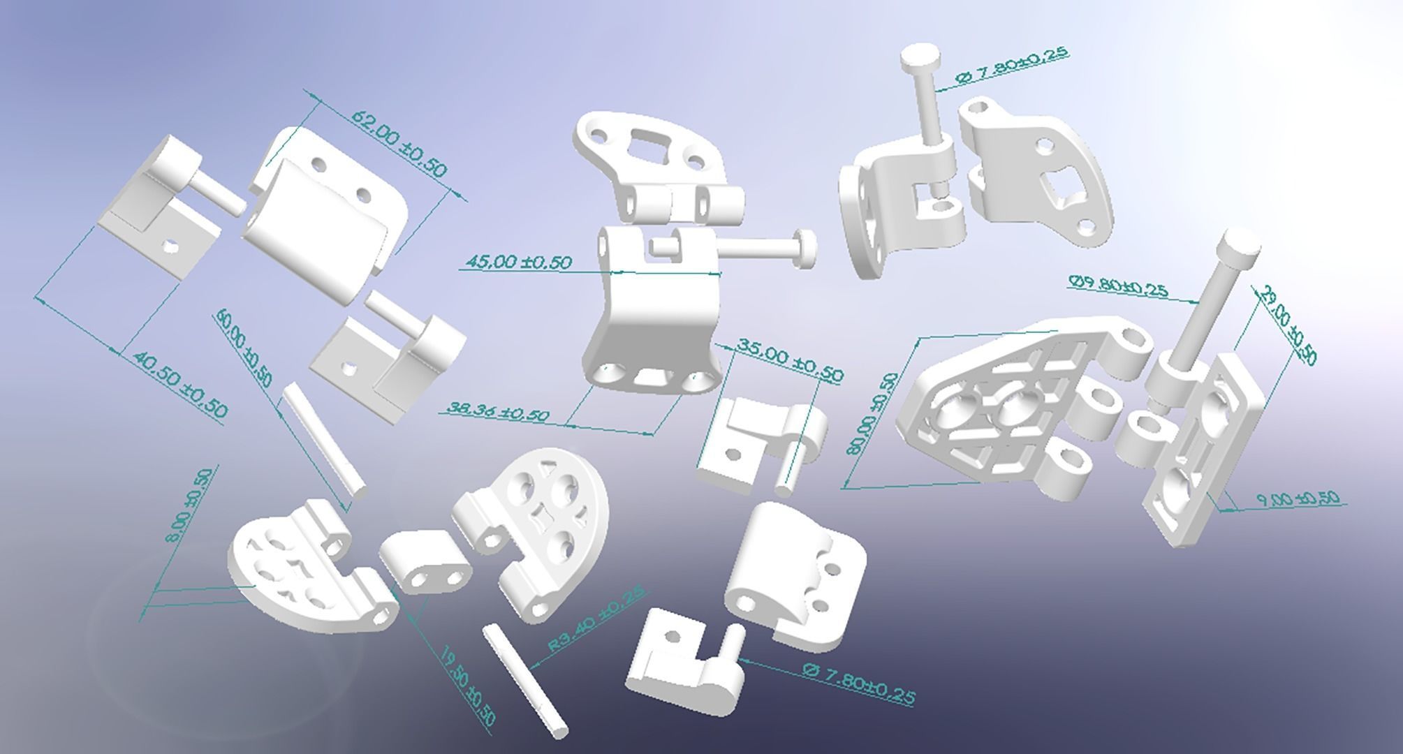 Hinges set of door 3D print model_3