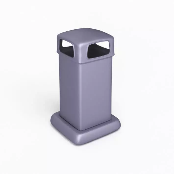 Grey Colored Public Trash Recepticle 3D model_0