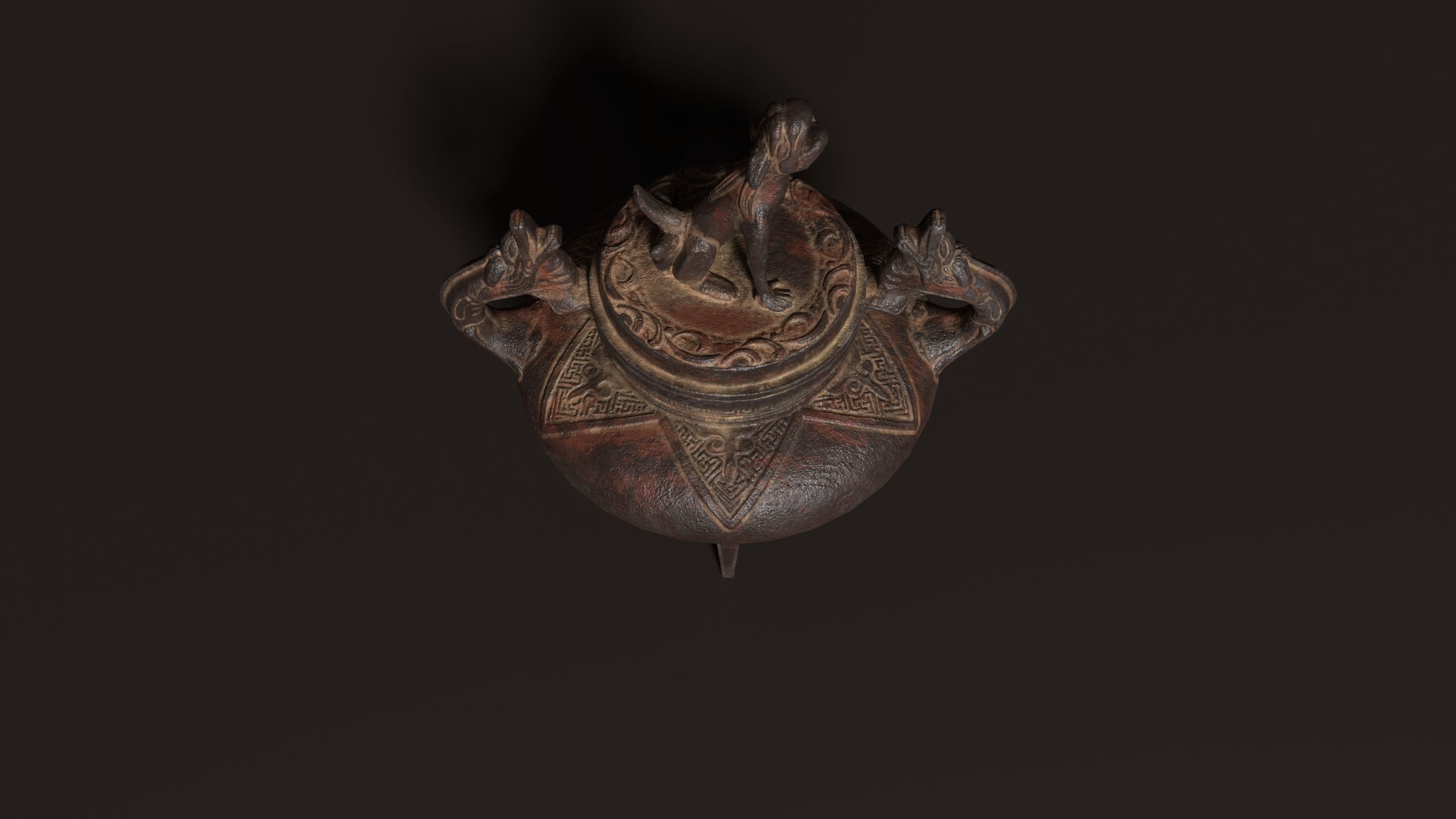 3D Antique Chinese Incense Burner Low-poly 3D model_5