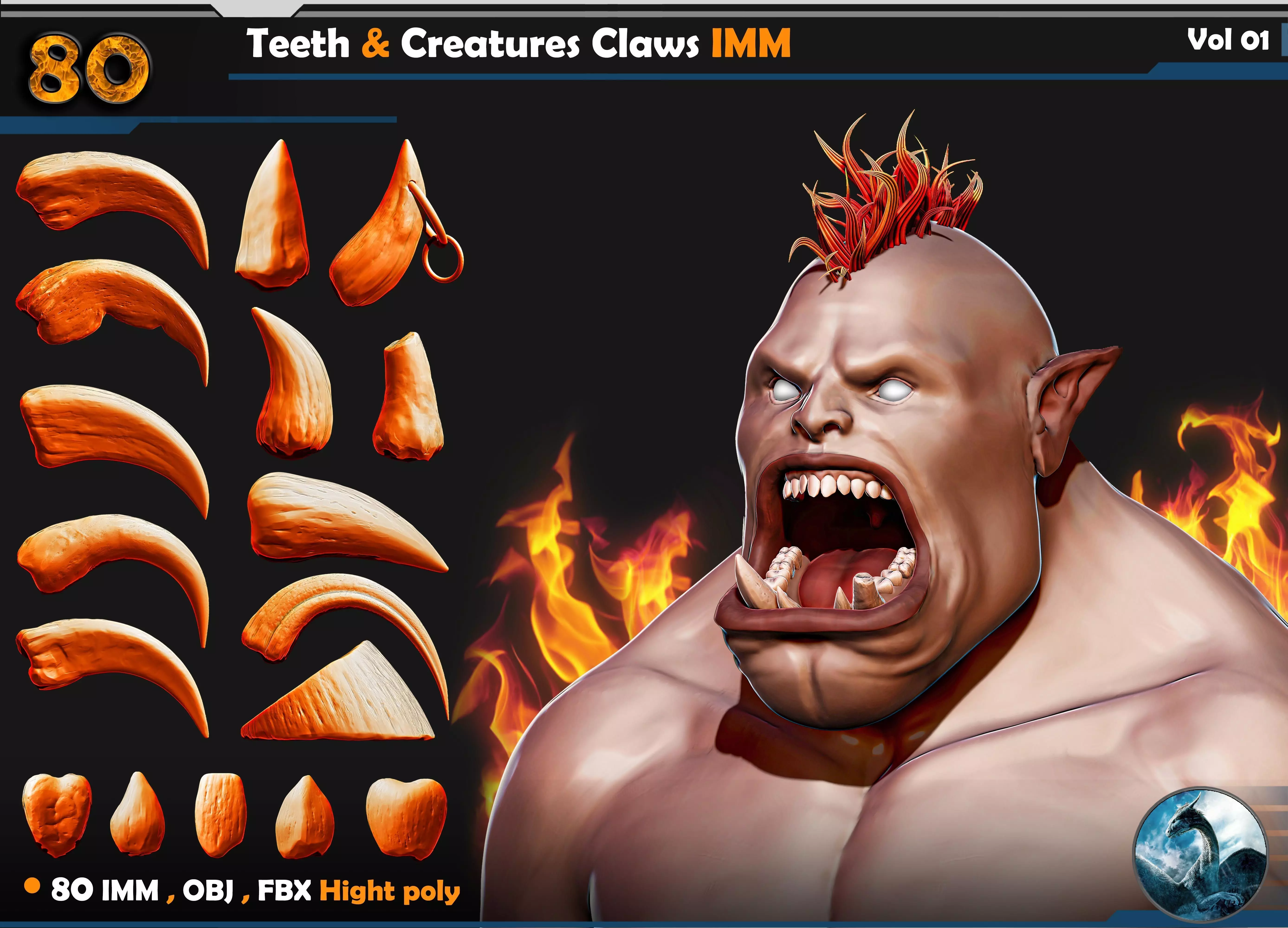 80 Teeth - Creatures Claws IM-Vol 01 3D model_0