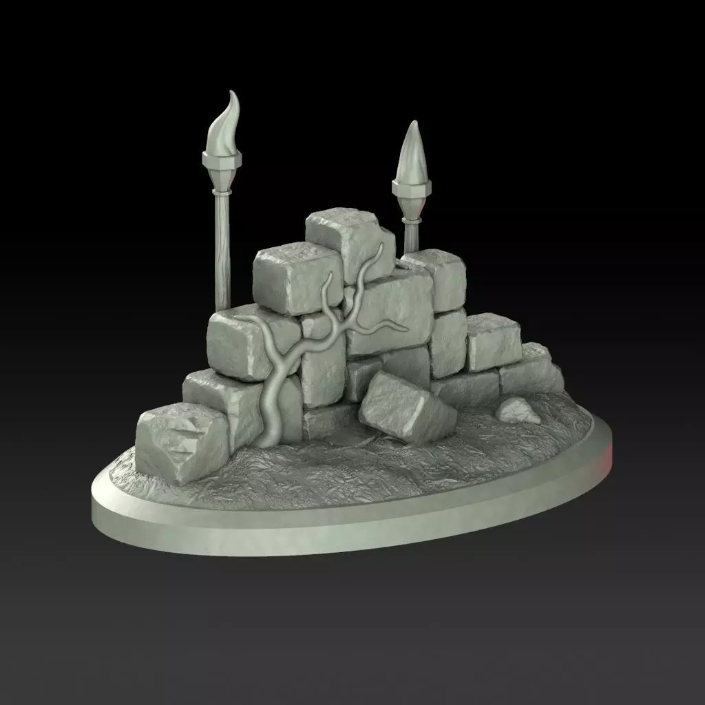 Wall Ruins Terrain Piece  3D print model_0