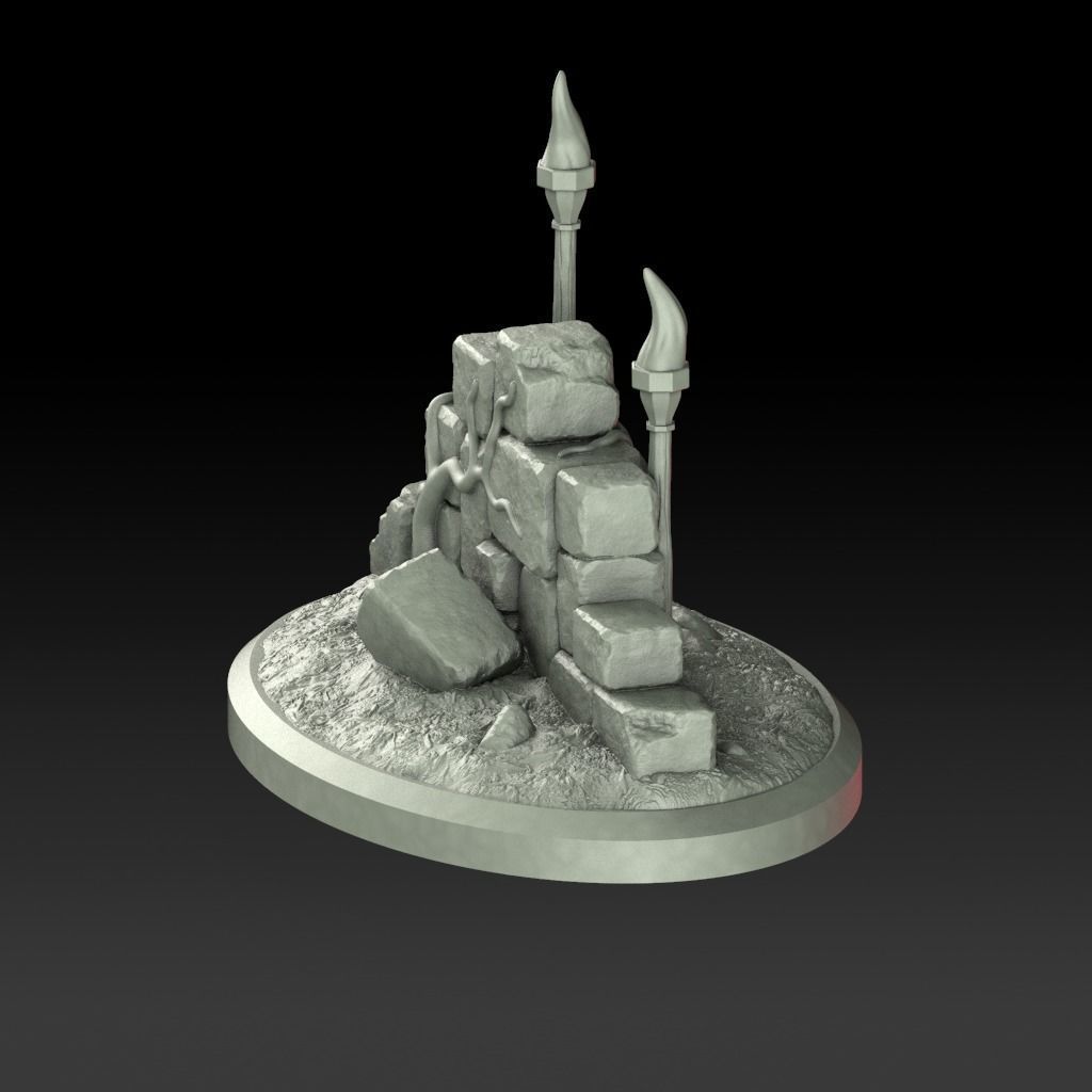 Wall Ruins Terrain Piece  3D print model_2