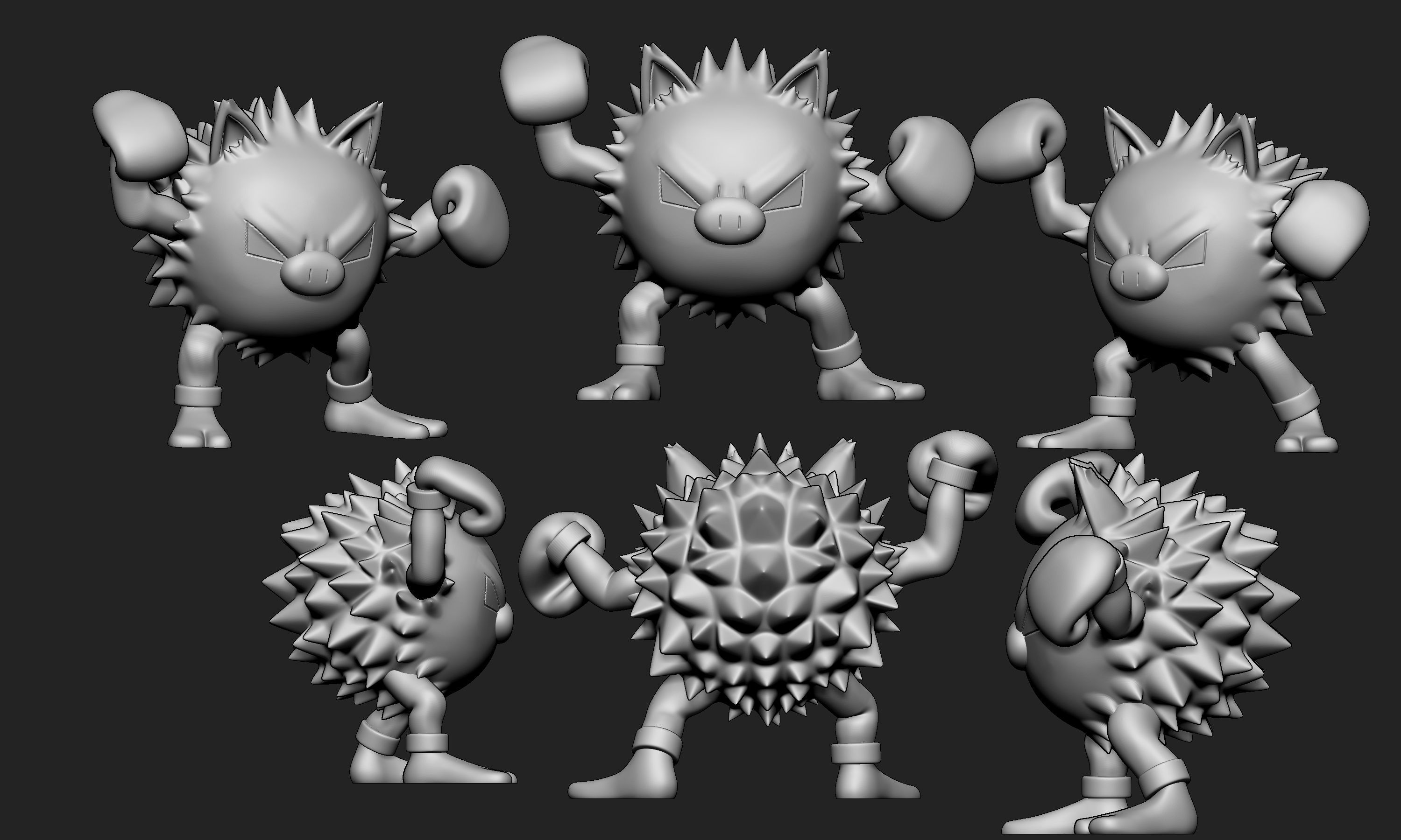 Pokemon - Mankey and Primeape with 2 poses each 3D print model_19