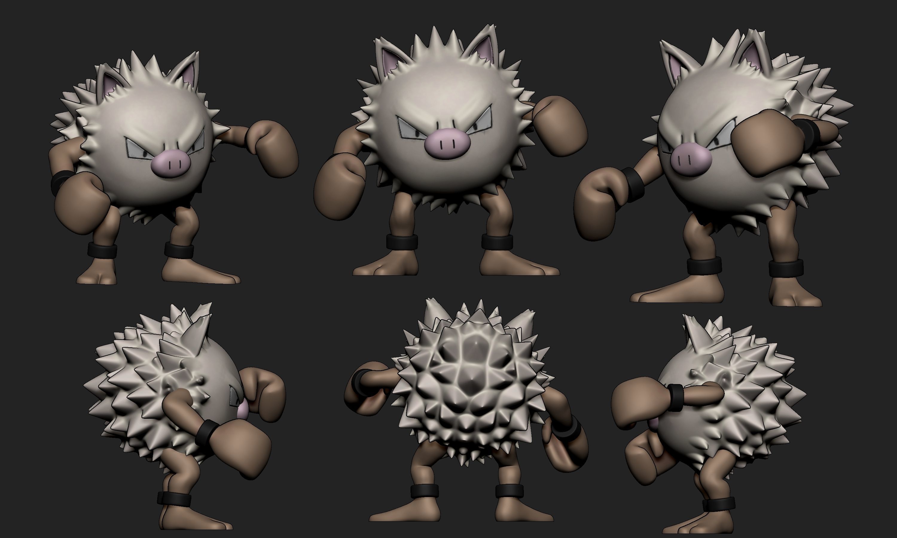 Pokemon - Mankey and Primeape with 2 poses each 3D print model_13