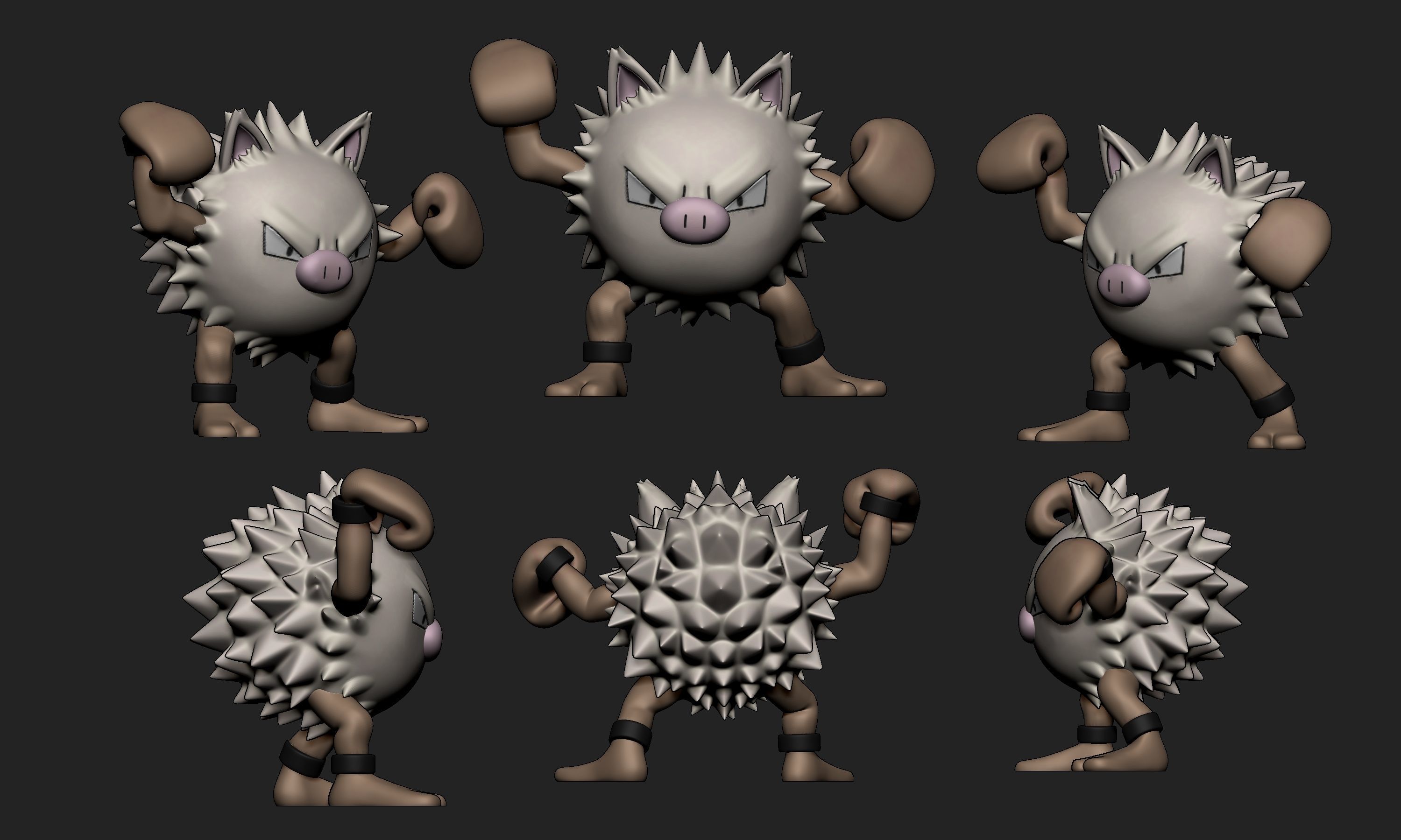 Pokemon - Mankey and Primeape with 2 poses each 3D print model_15