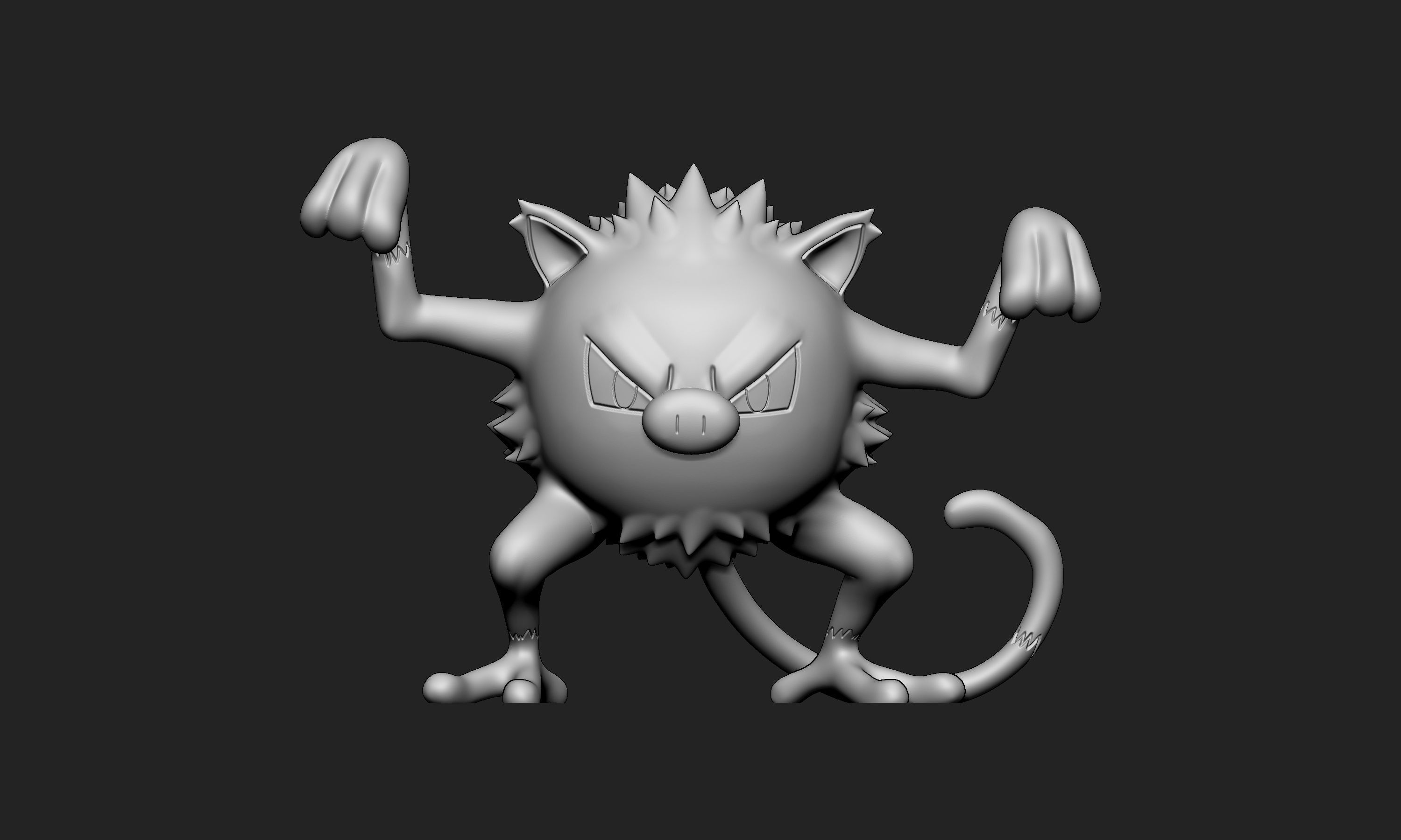 Pokemon - Mankey and Primeape with 2 poses each 3D print model_5