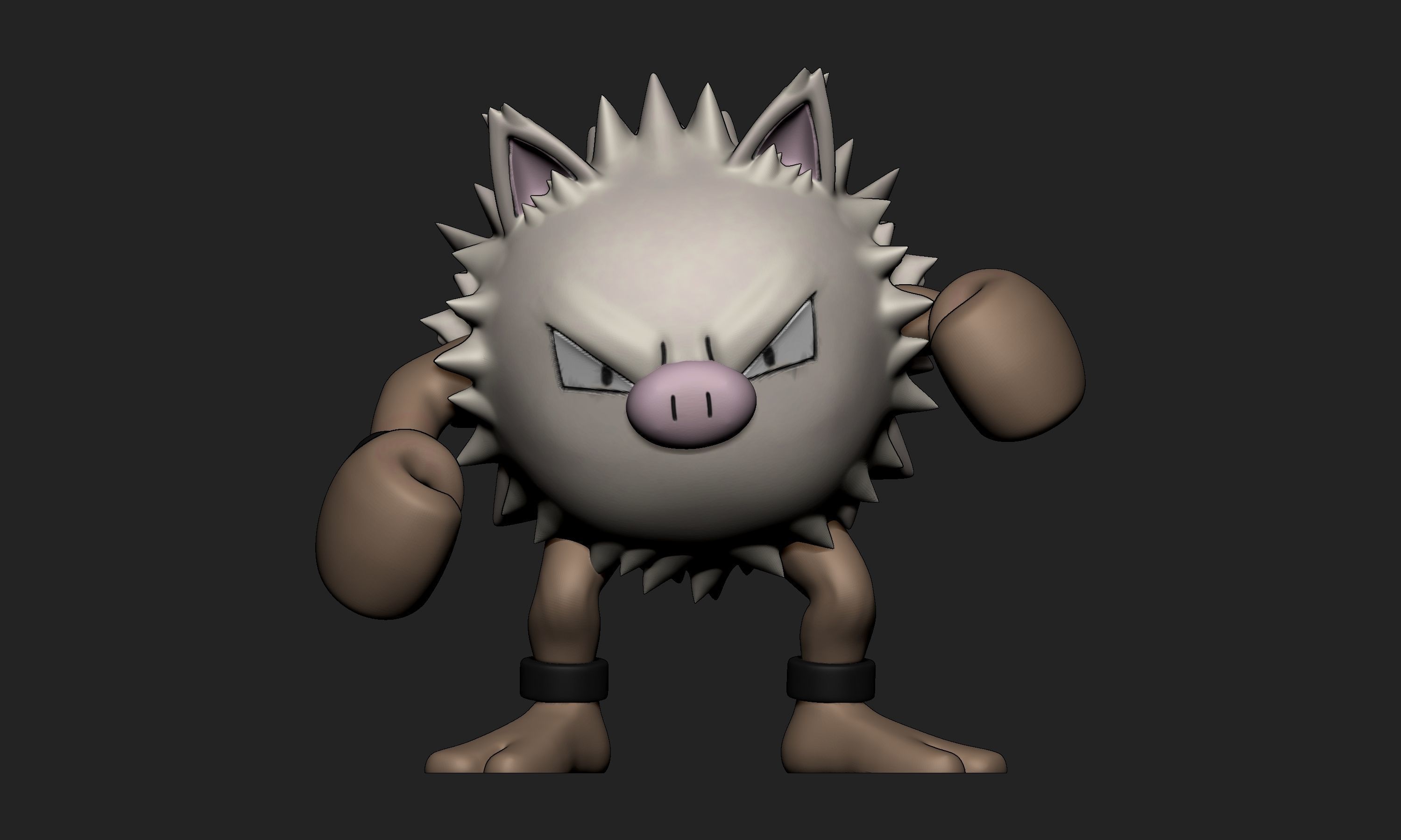 Pokemon - Mankey and Primeape with 2 poses each 3D print model_12
