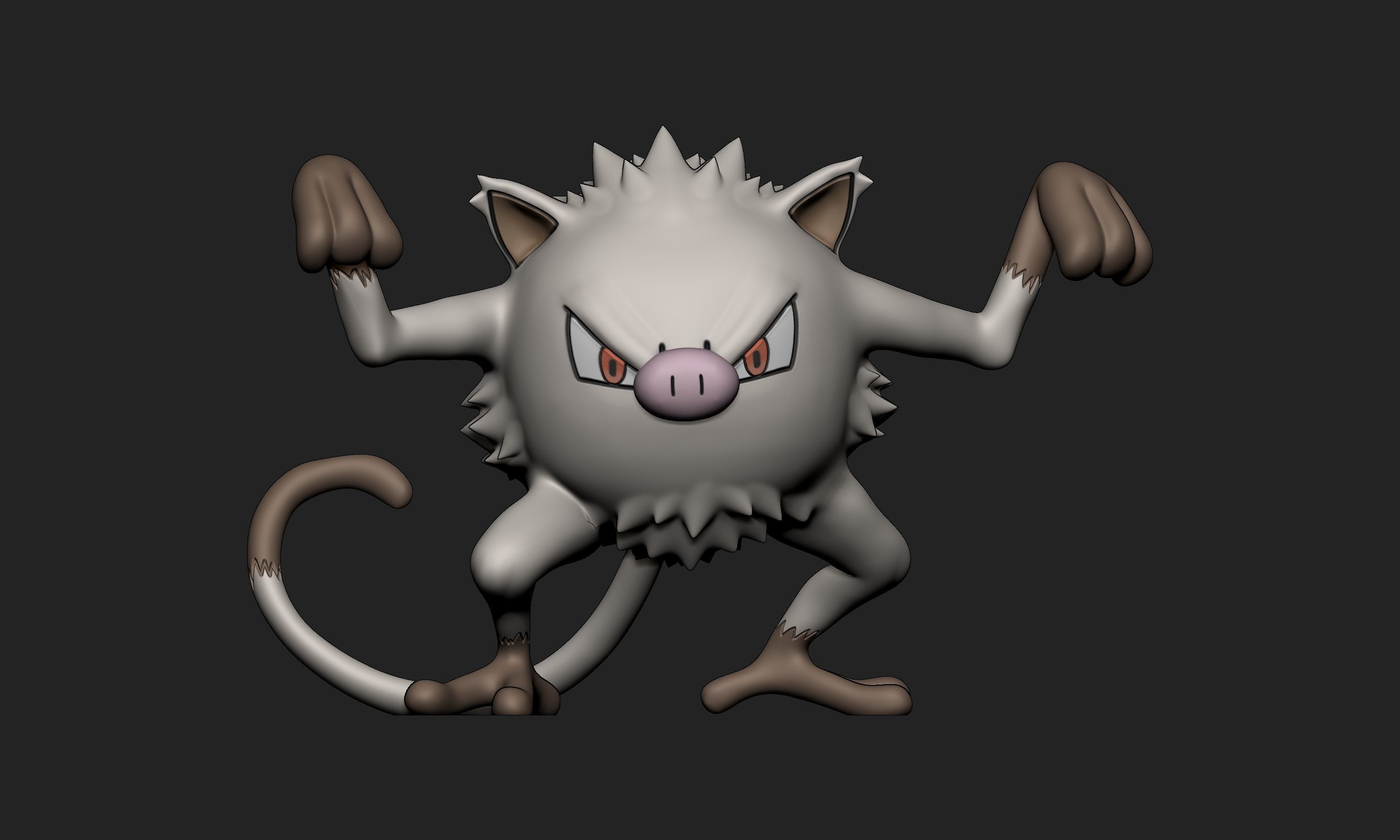 Pokemon - Mankey and Primeape with 2 poses each 3D print model_2