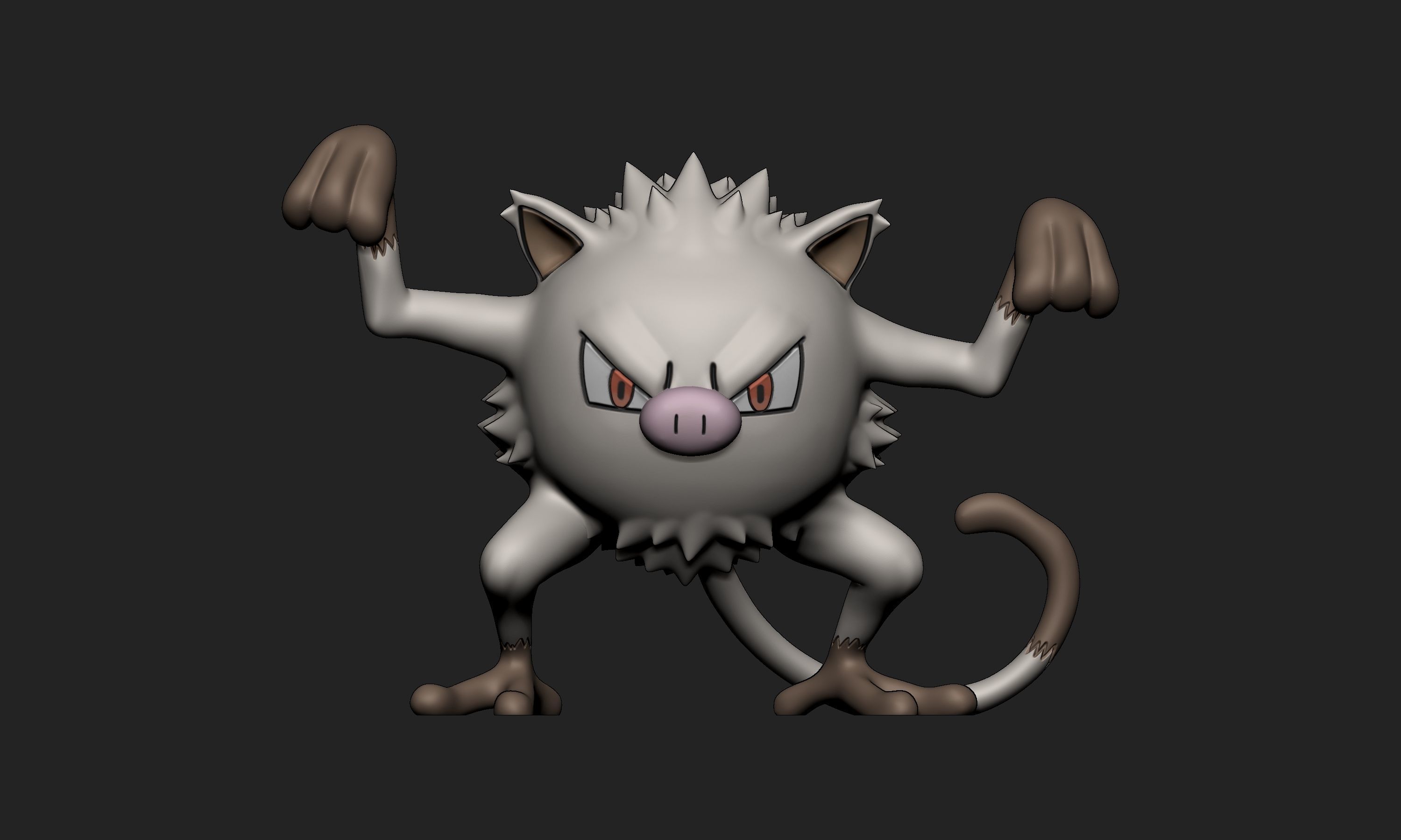 Pokemon - Mankey and Primeape with 2 poses each 3D print model_7