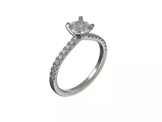 Engagement ring with central round brilliant