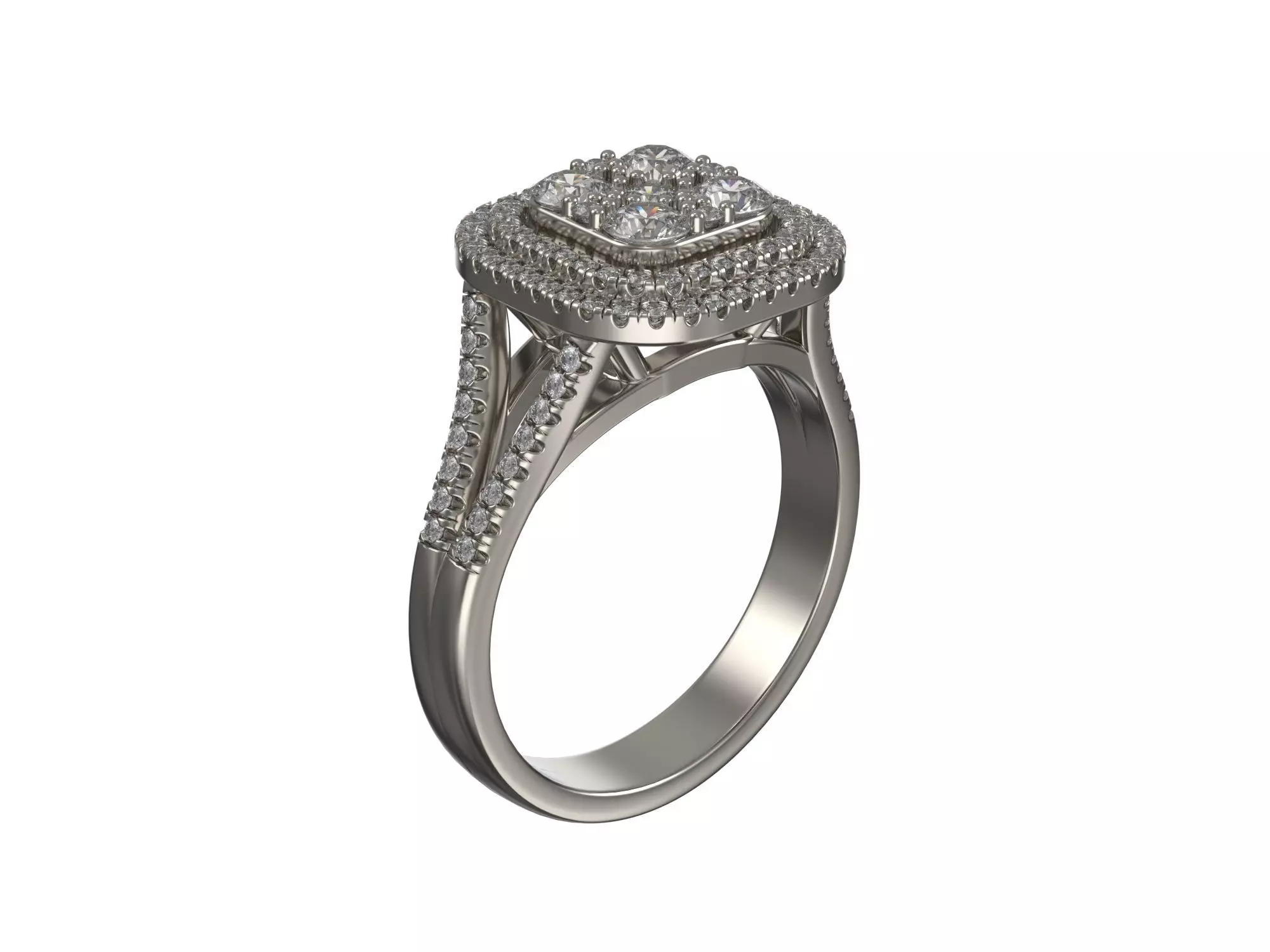 Custom ring with halo and brilliants 3D print model