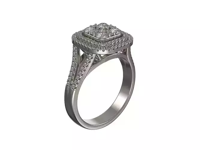 Custom ring with halo and brilliants