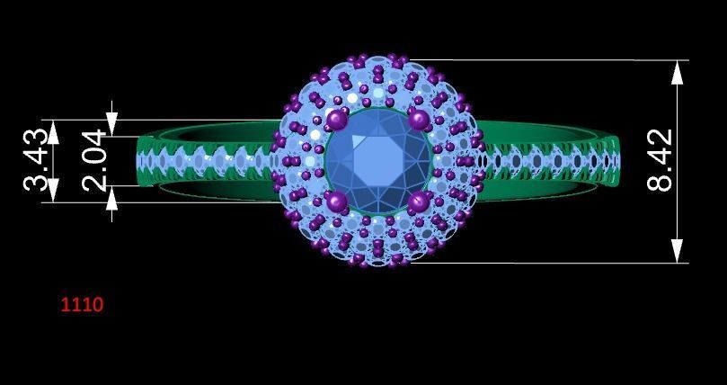 Engagement ring with brilliants 3D print model_3